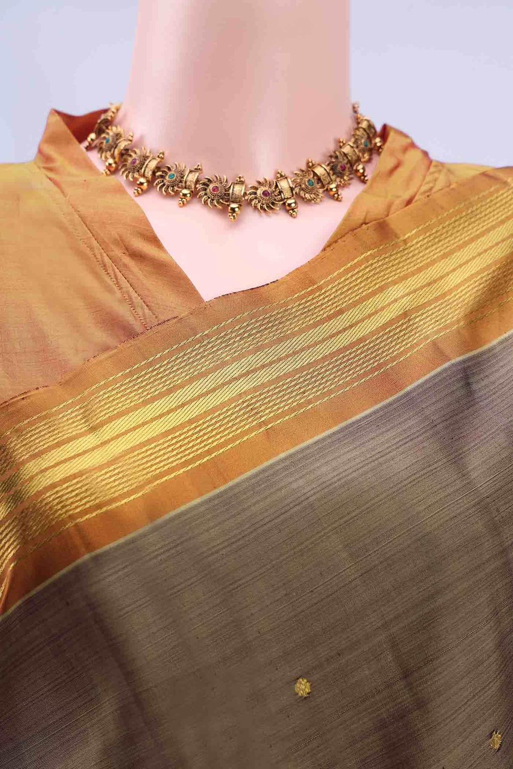 Brown Kanchipuram Silk Saree