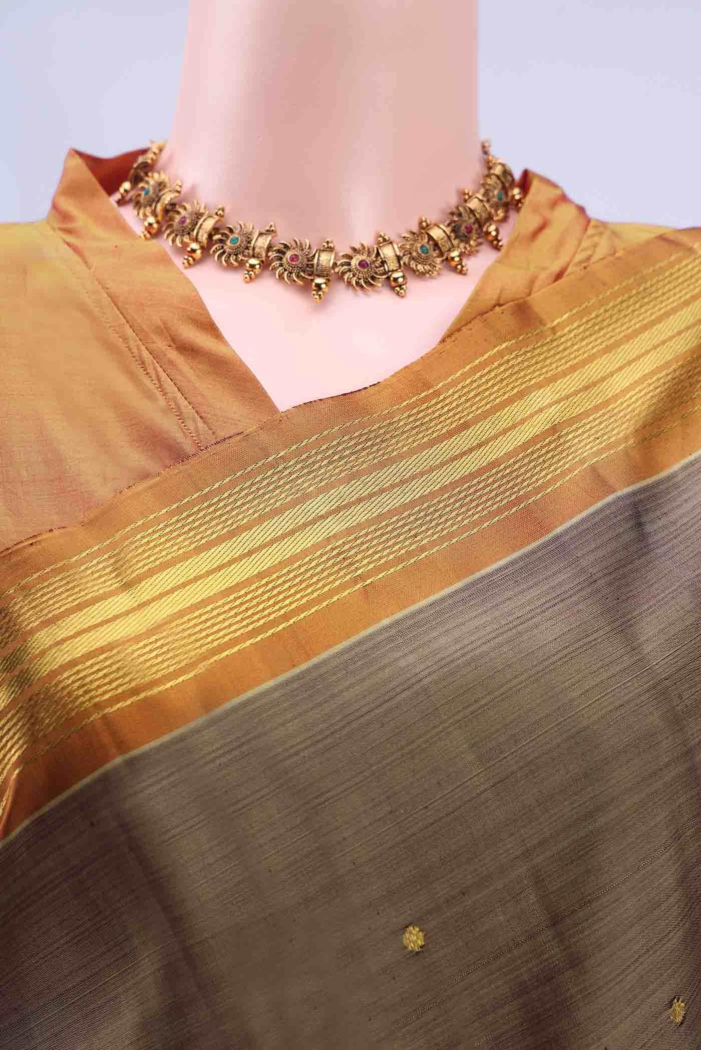 Brown Kanchipuram Silk Saree