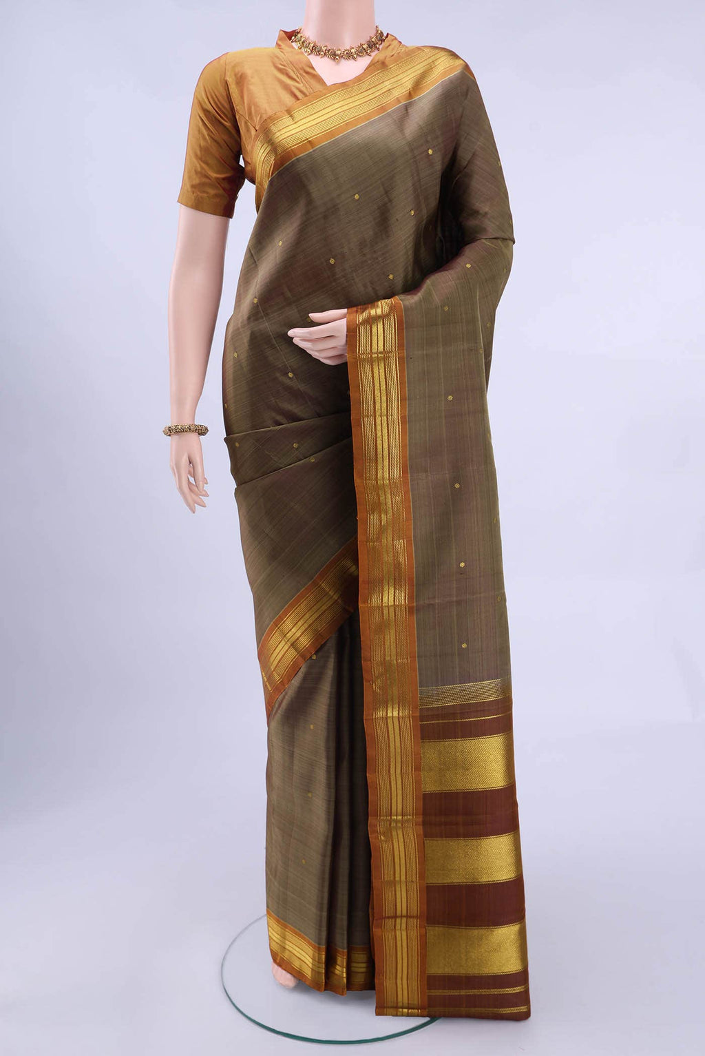 Brown Kanchipuram Silk Saree