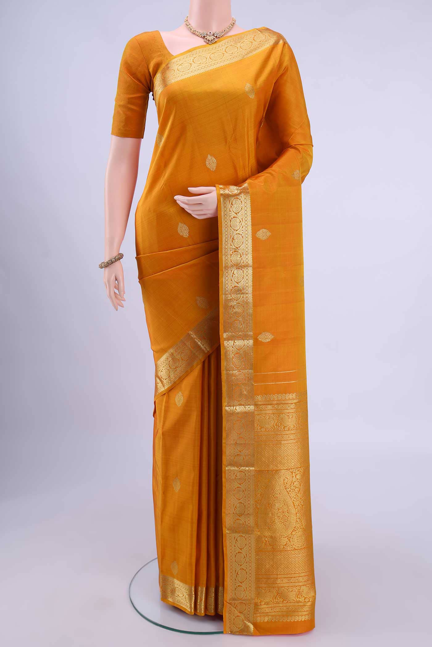 Mustard Kanchipuram Saree