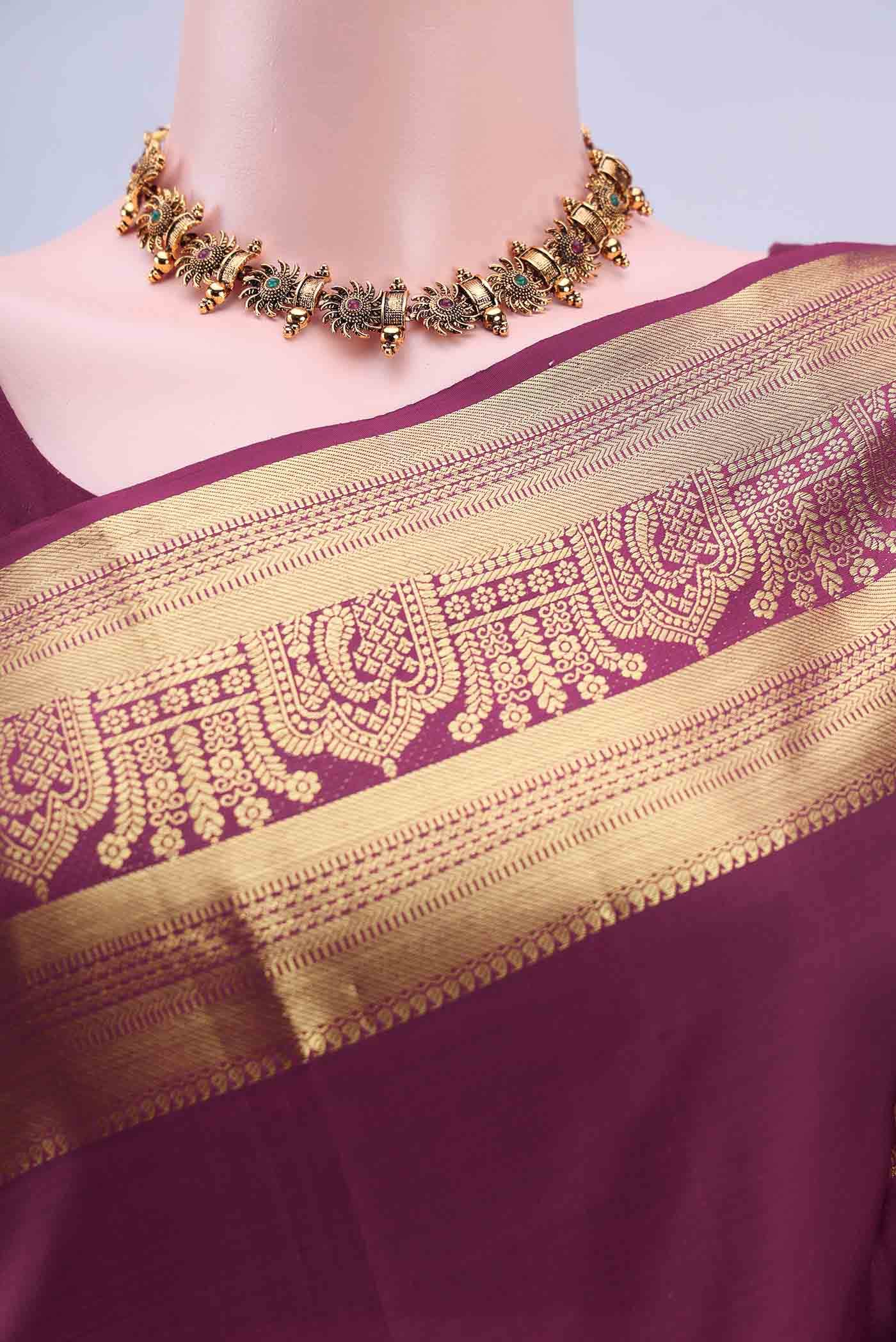 Burgundy Kanchipuram Silk Saree