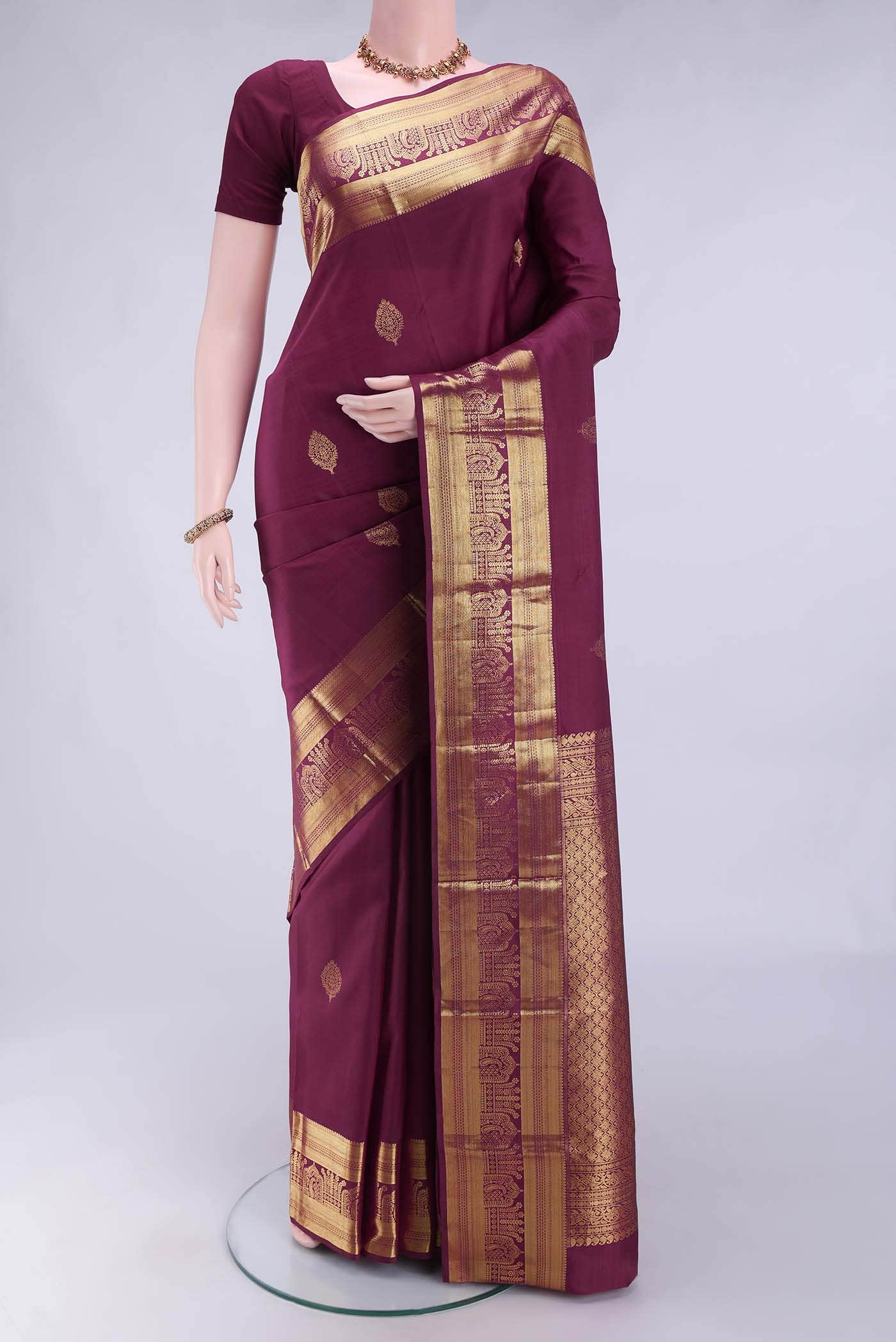 Burgundy Kanchipuram Silk Saree