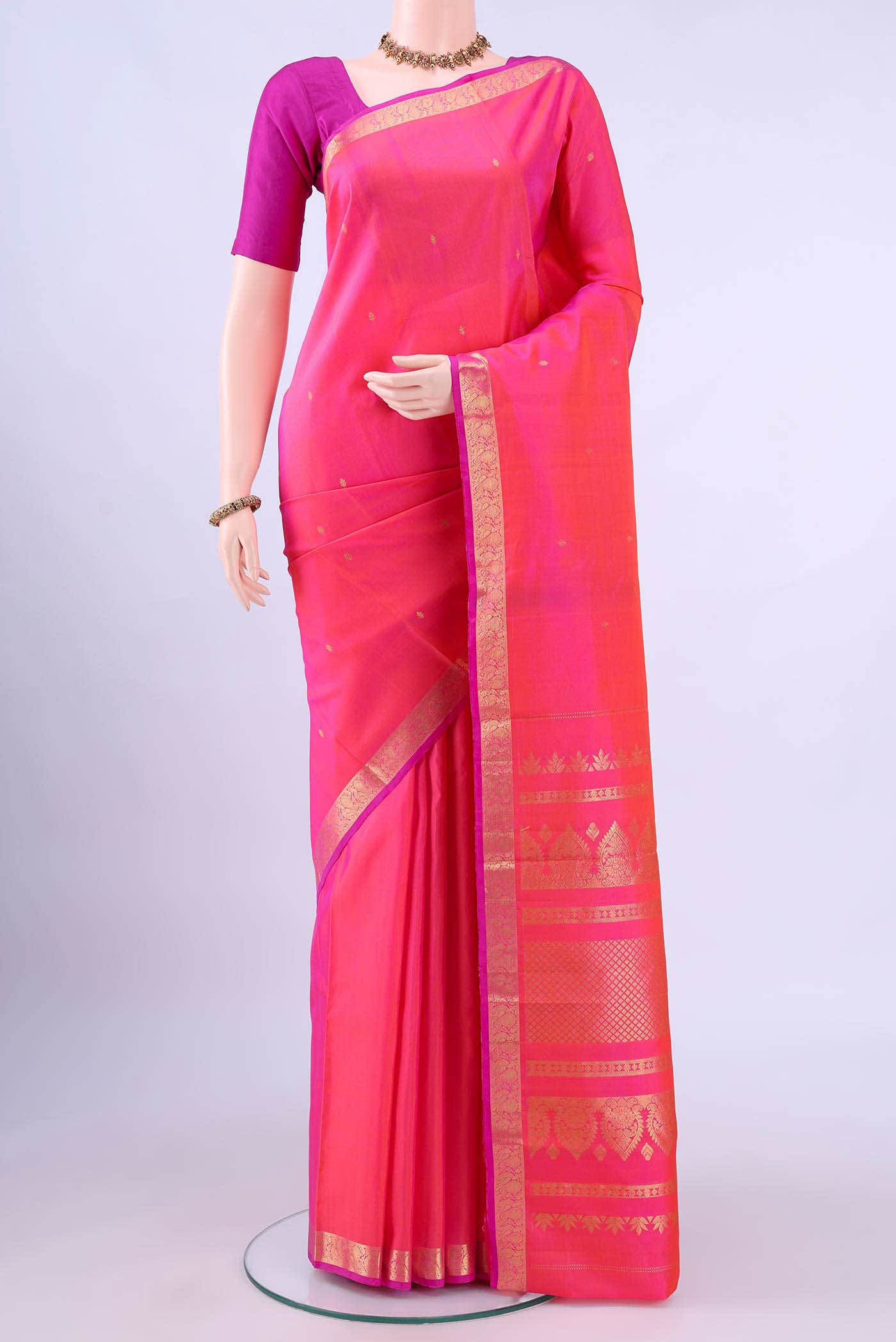 Coral Kanchipuram Saree