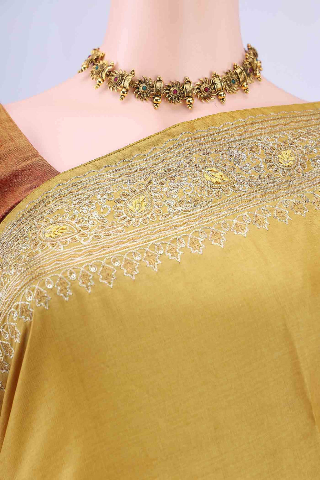 Mustard Tussar Saree