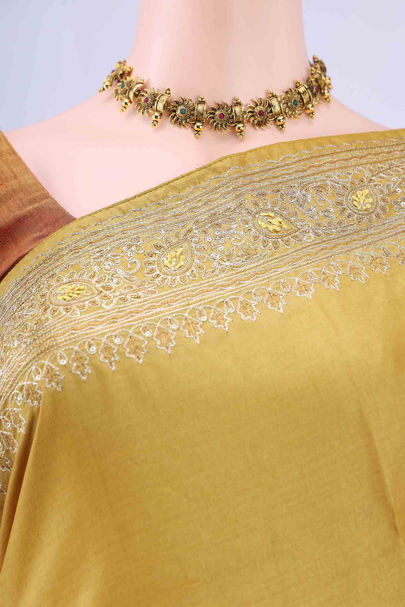 Mustard Tussar Saree