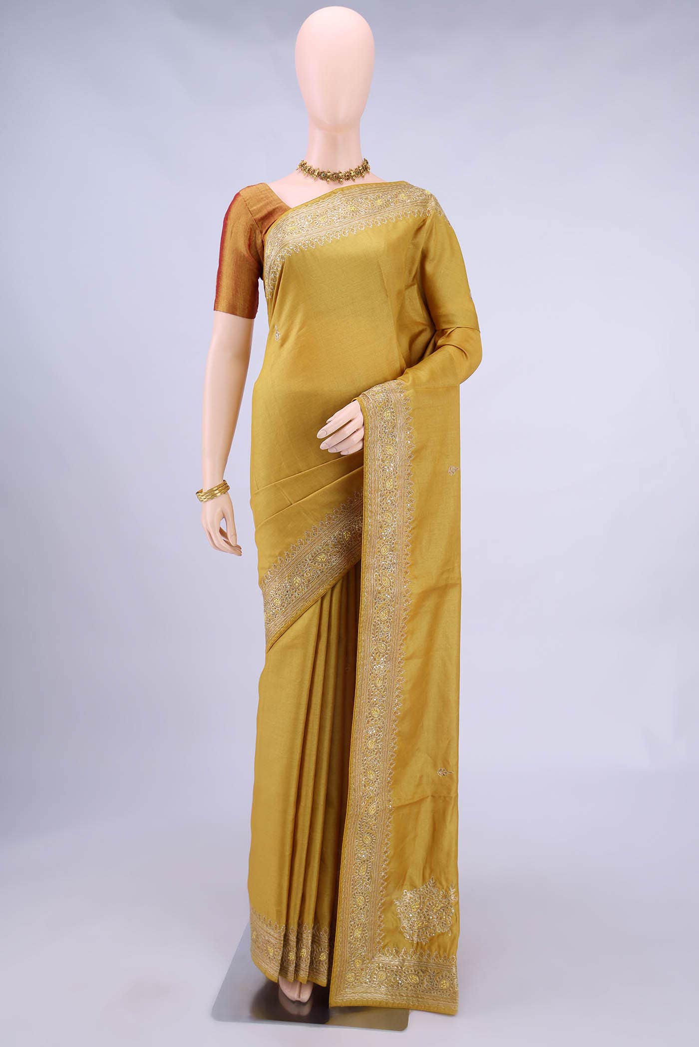 Mustard Tussar Saree