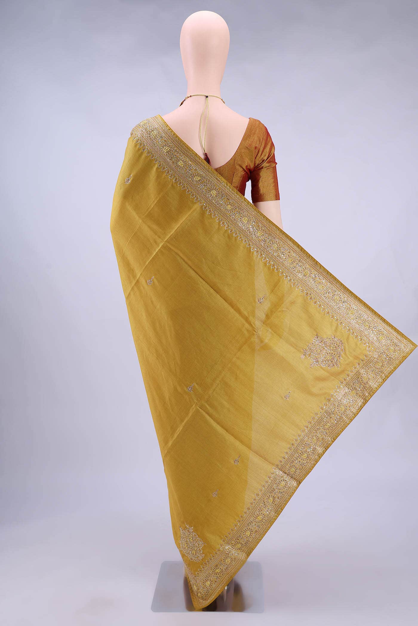 Mustard Tussar Saree