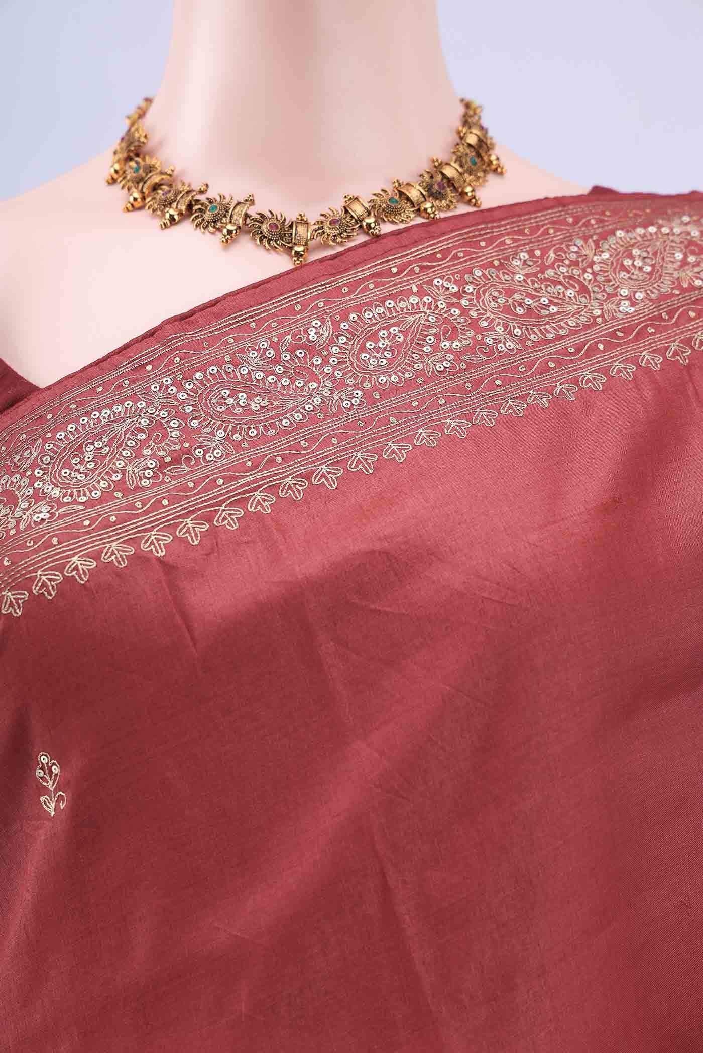 Maroon Tussar Saree