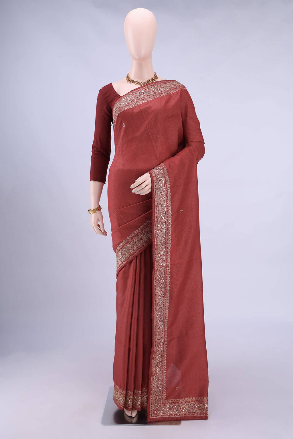 Maroon Tussar Saree