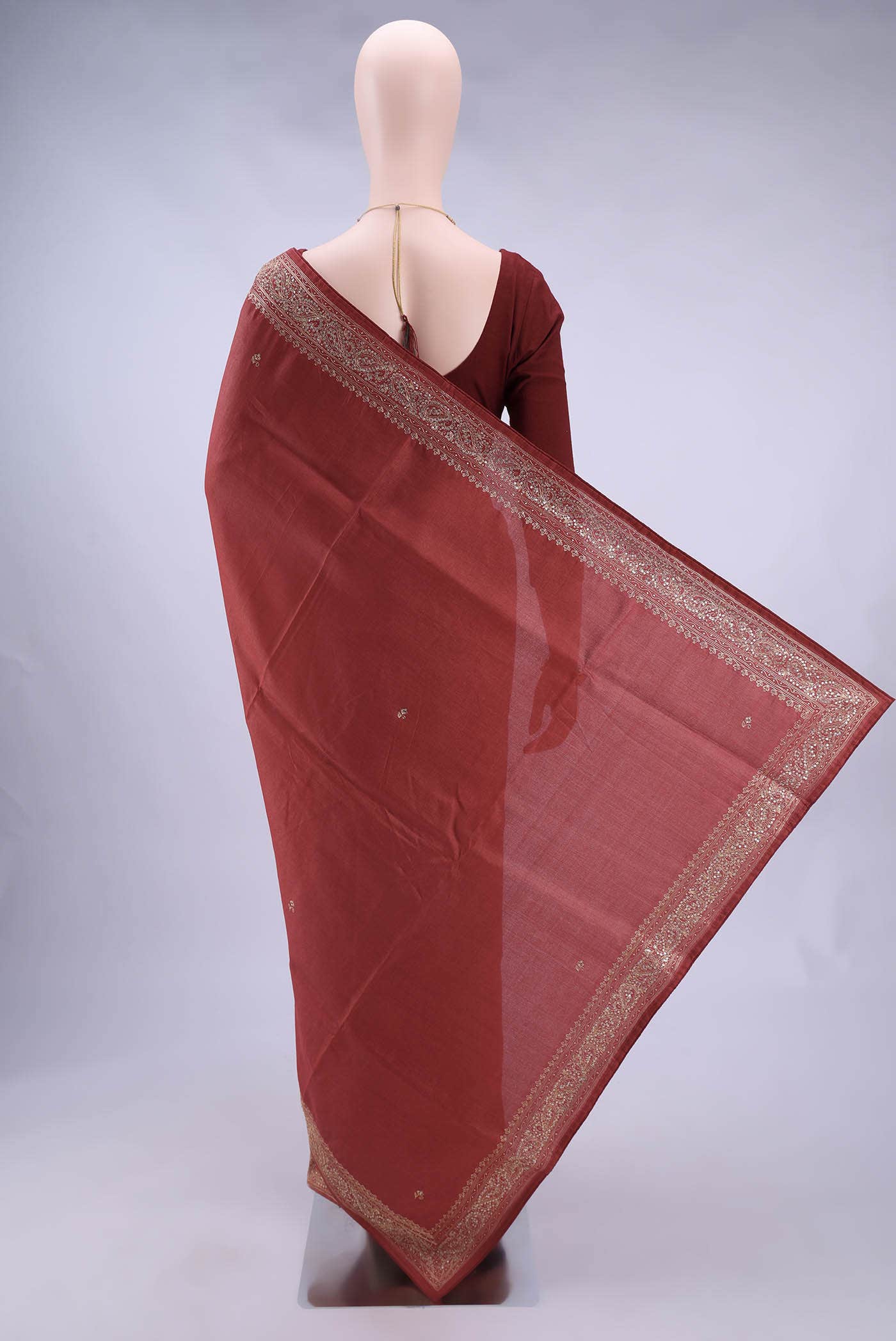 Maroon Tussar Saree