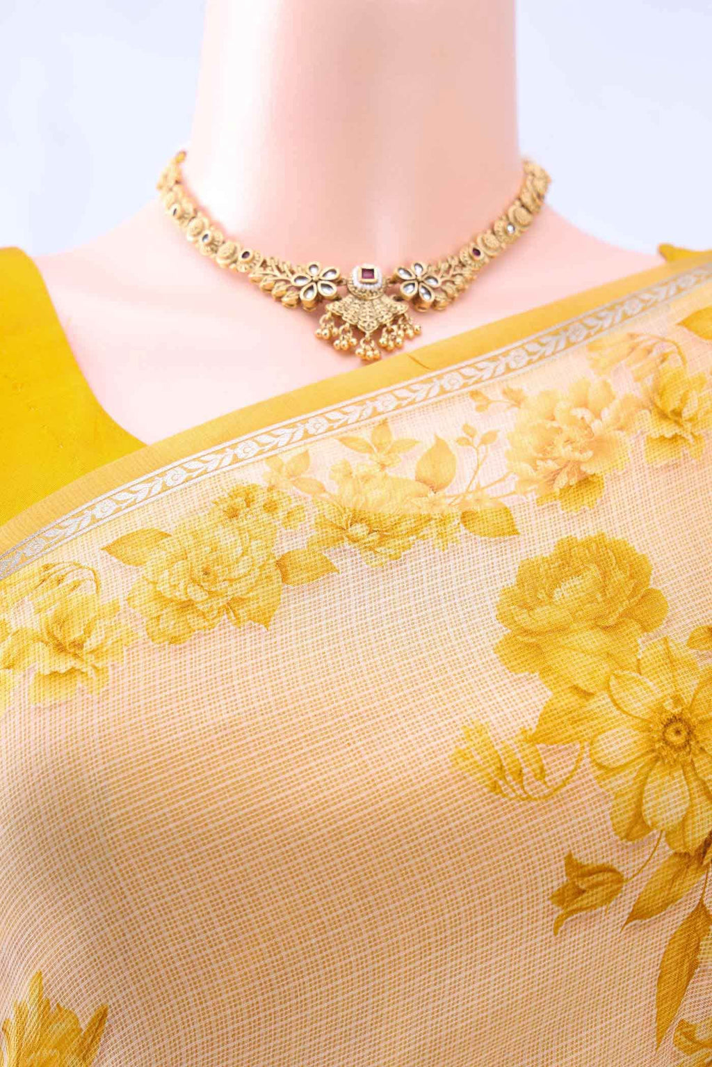Off White Kota Silk Saree