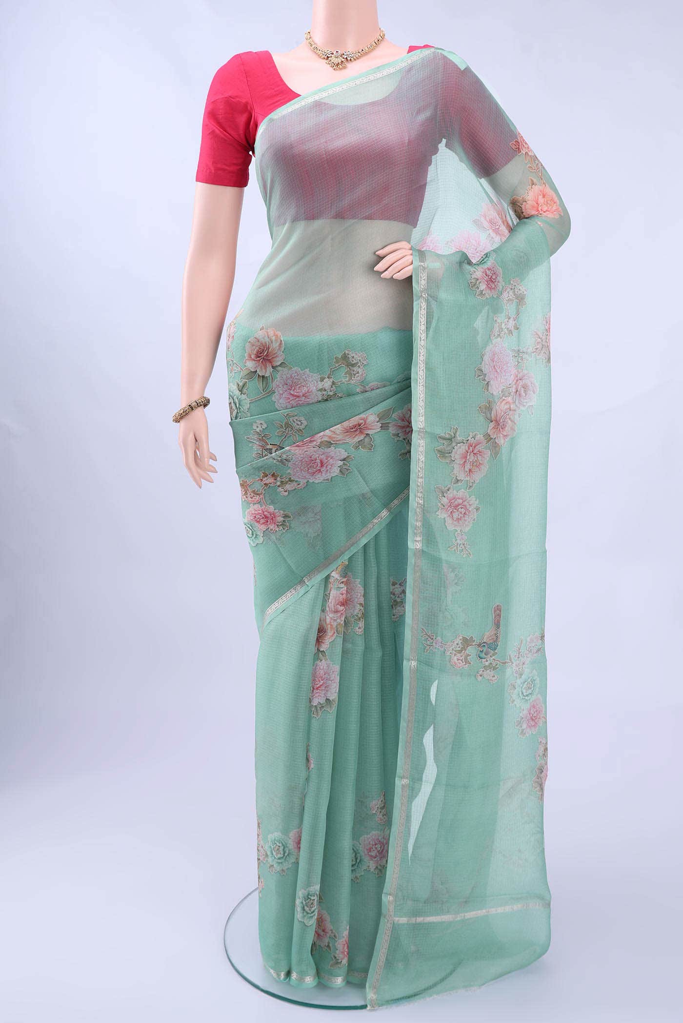 Light Green Kota Silk Saree