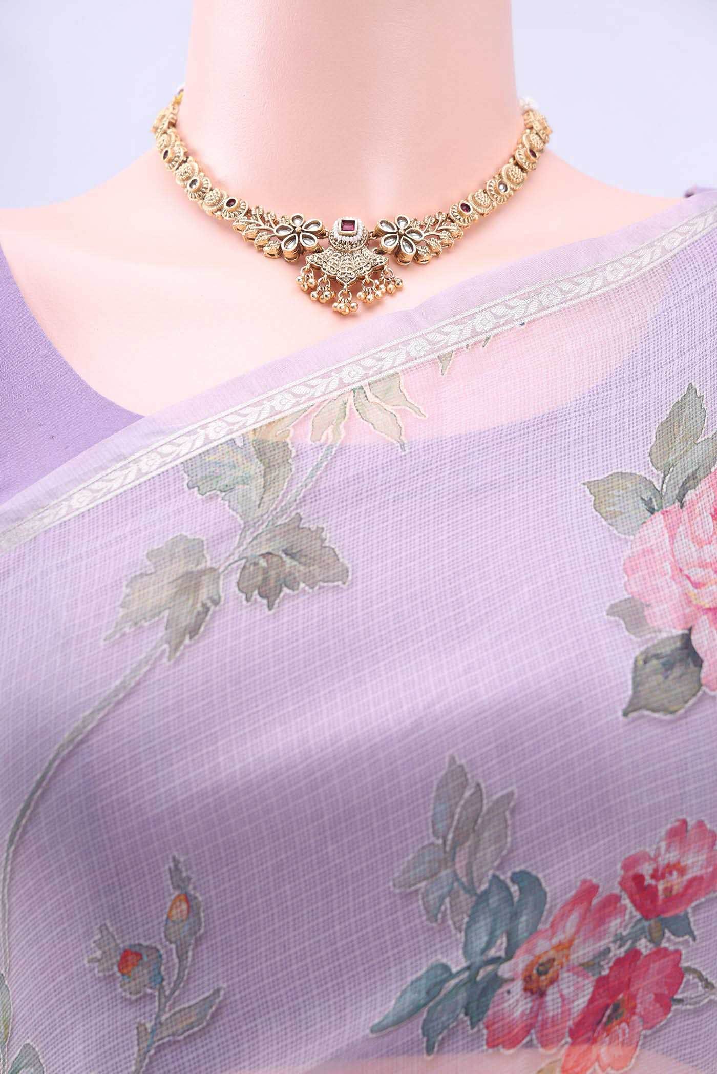 Lavender Kota Silk Saree