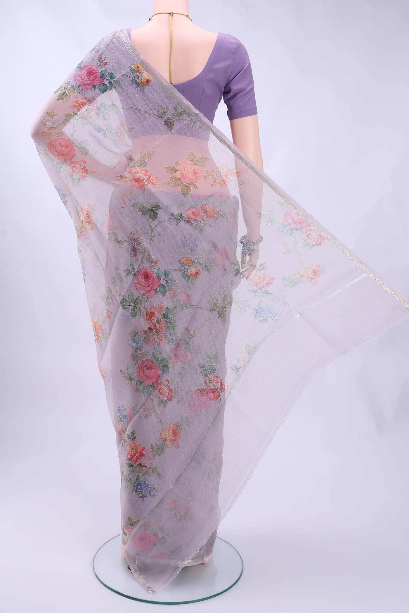 Lavender Kota Silk Saree