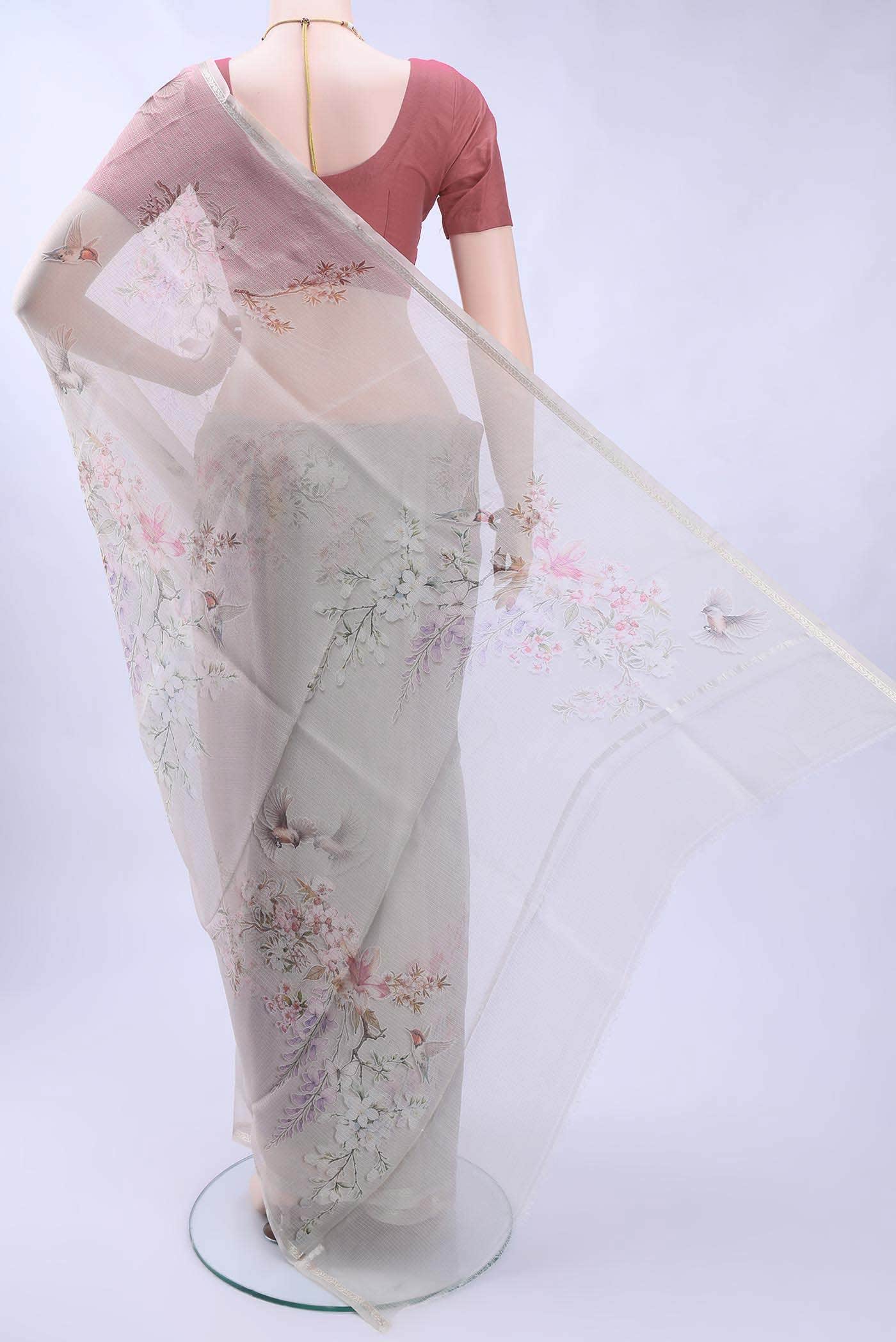Grey Kota Silk Saree