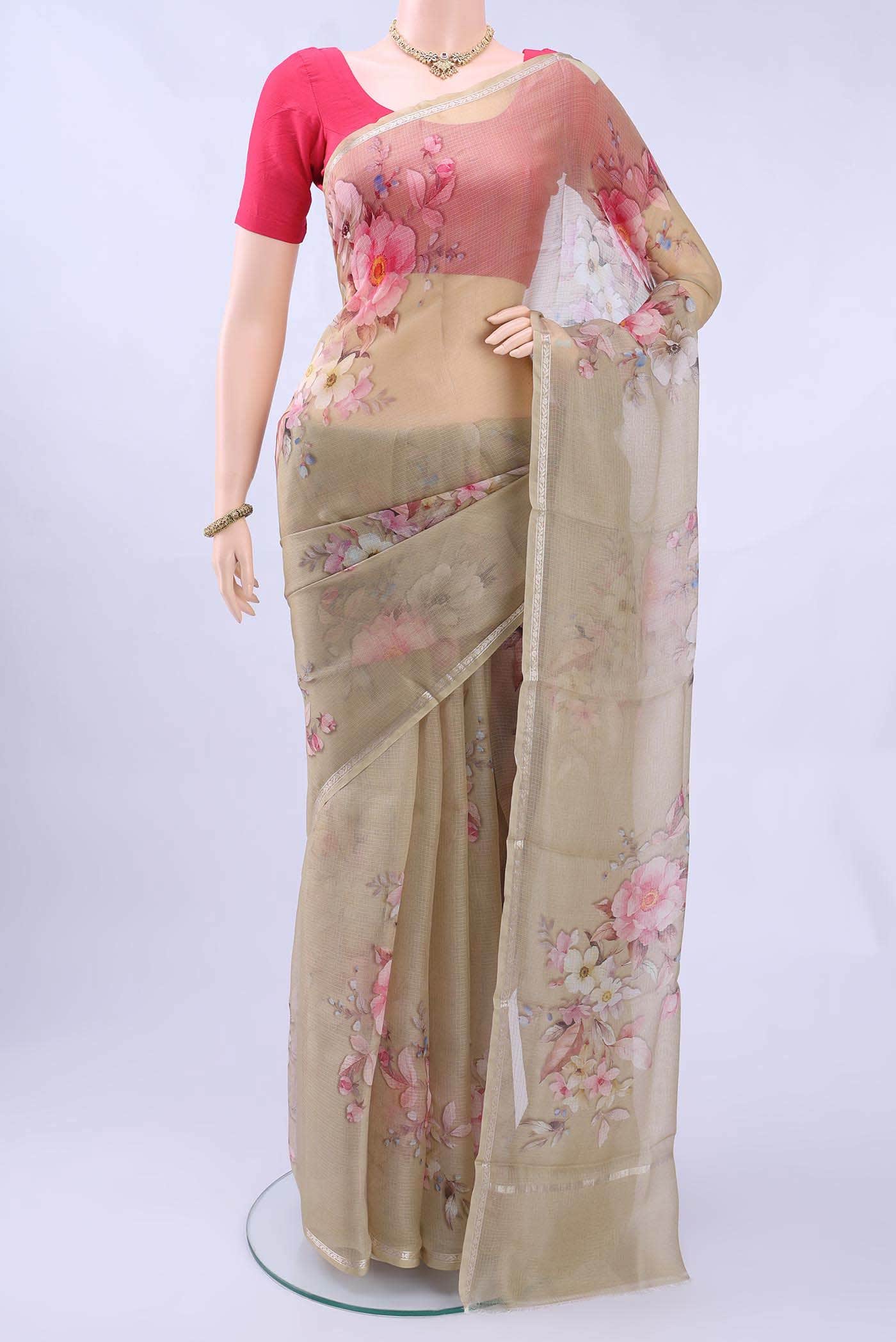 Beige Kota Silk Saree