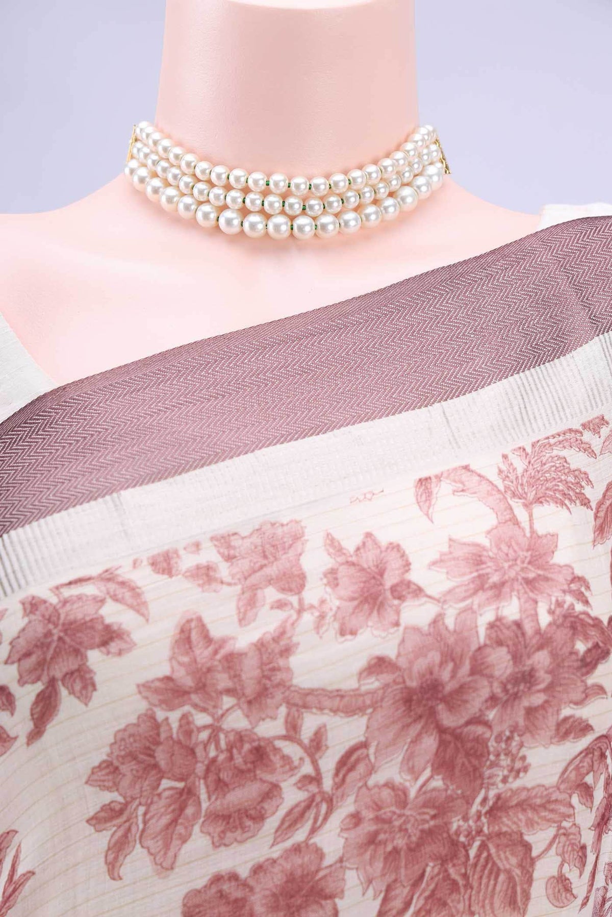 Off White Blended Tussar Saree