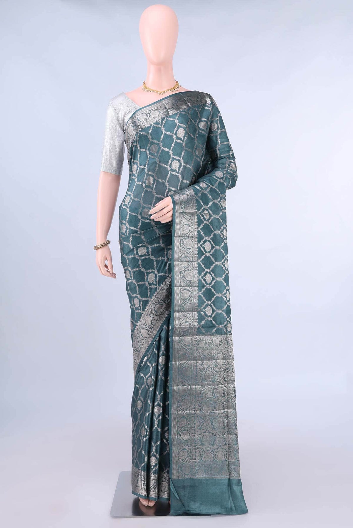 Light Blue Banarasi Tussar Silk Saree