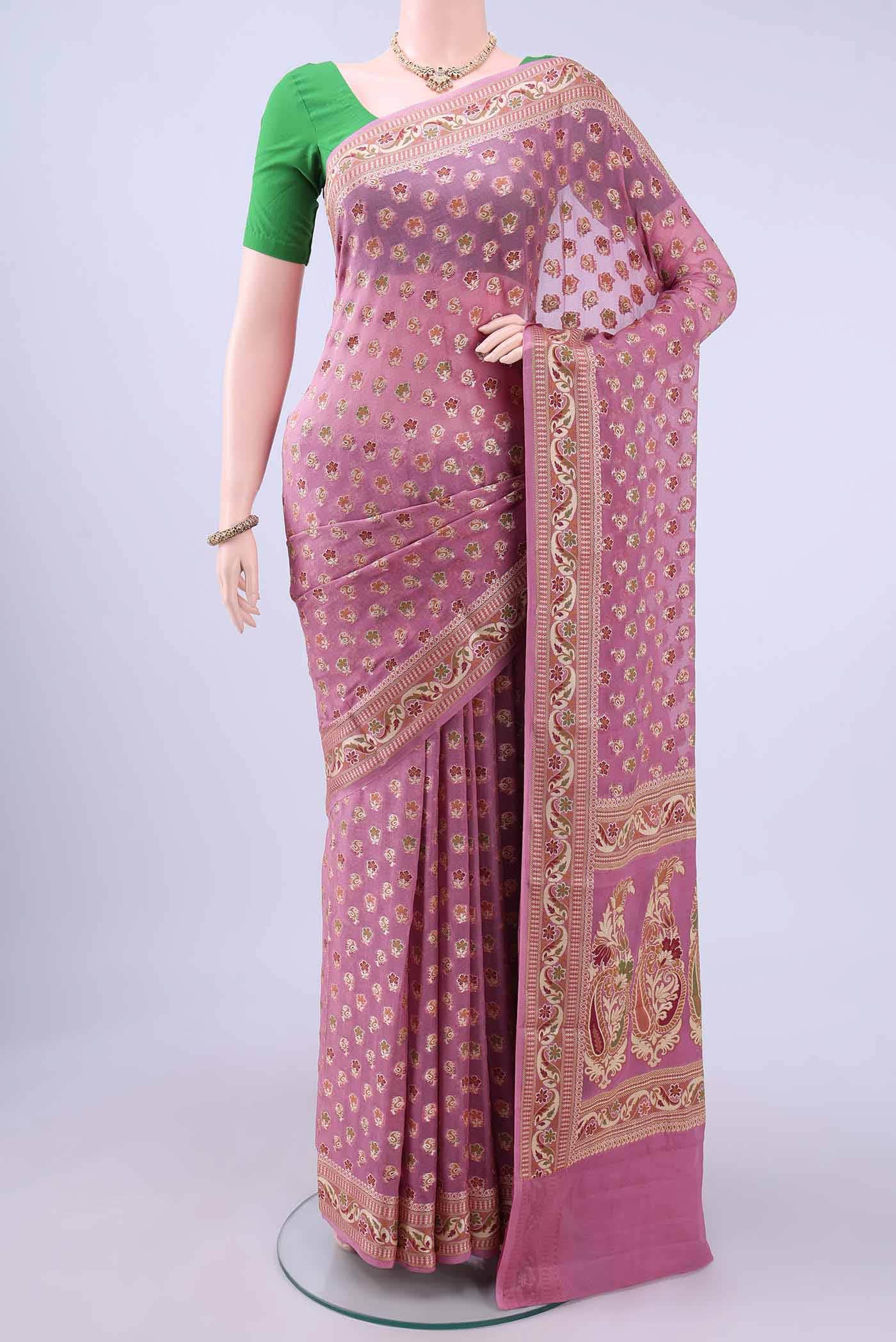 Pink Banarasi Georgette Saree