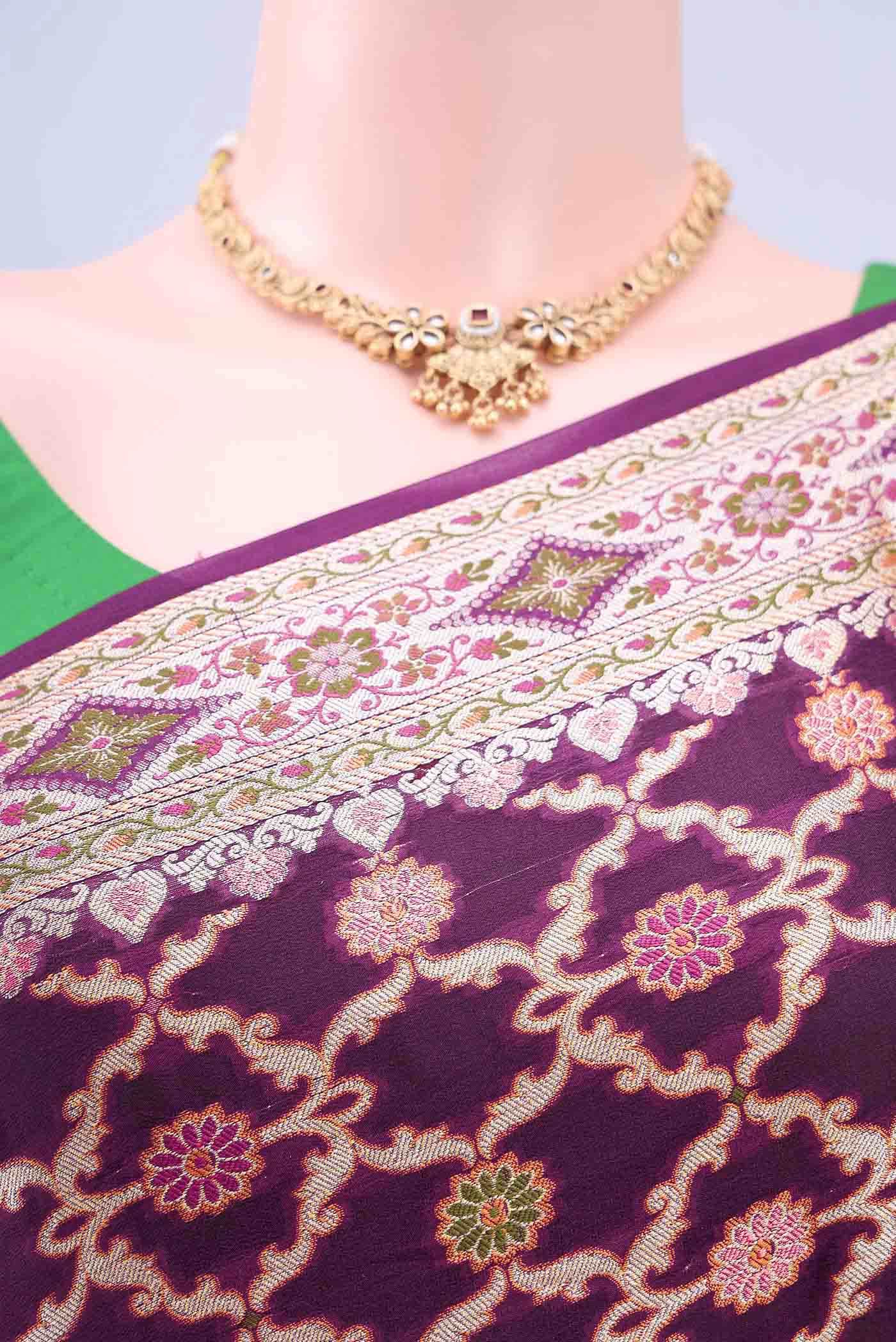 Burgundy Banarasi Georgette Saree