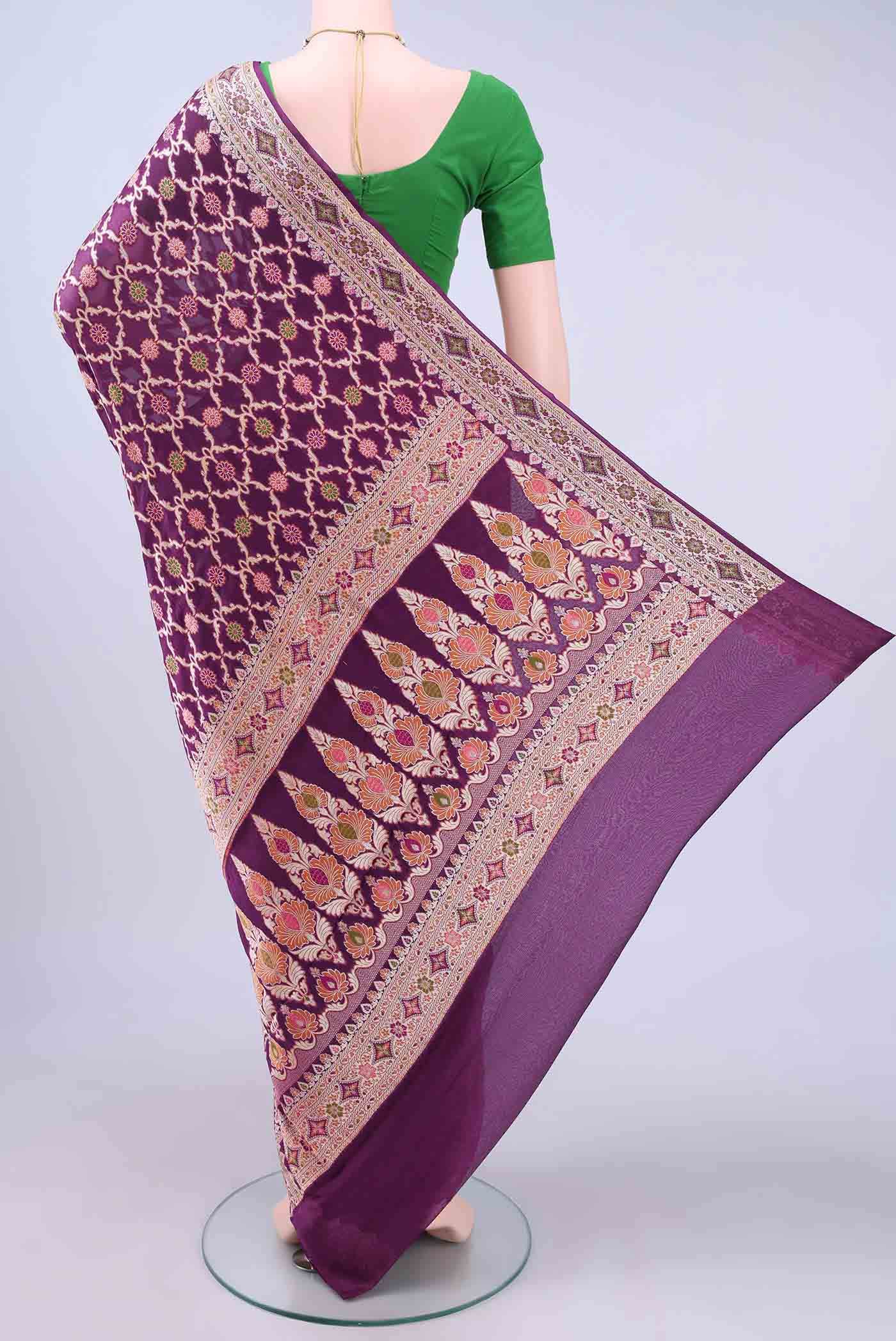 Burgundy Banarasi Georgette Saree