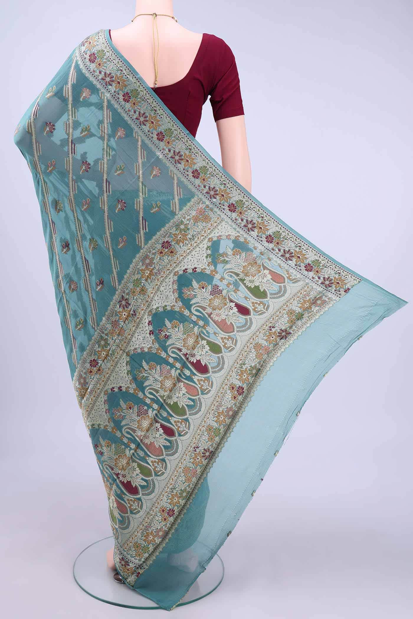 Maya Blue Blended Banarasi Georgette Saree