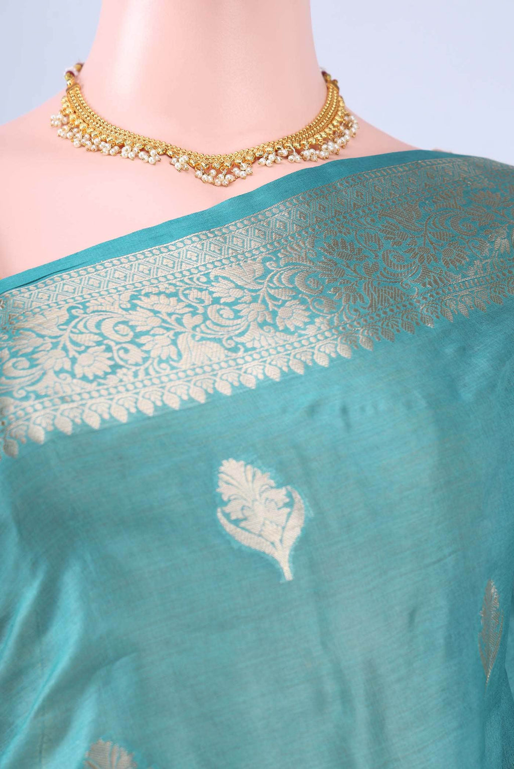 Maya Blue Banarasi Tussar Silk Saree