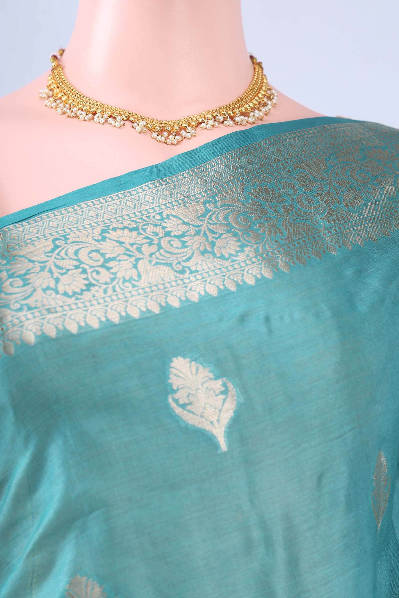 Maya Blue Banarasi Tussar Silk Saree