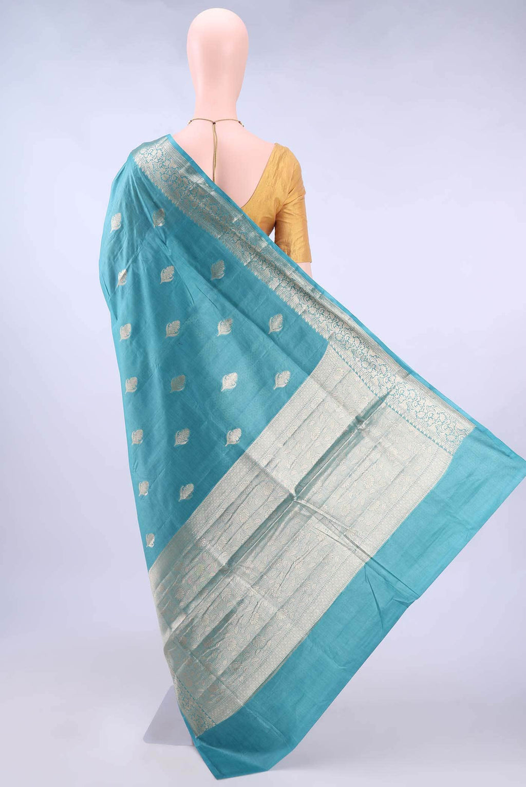 Maya Blue Banarasi Tussar Silk Saree