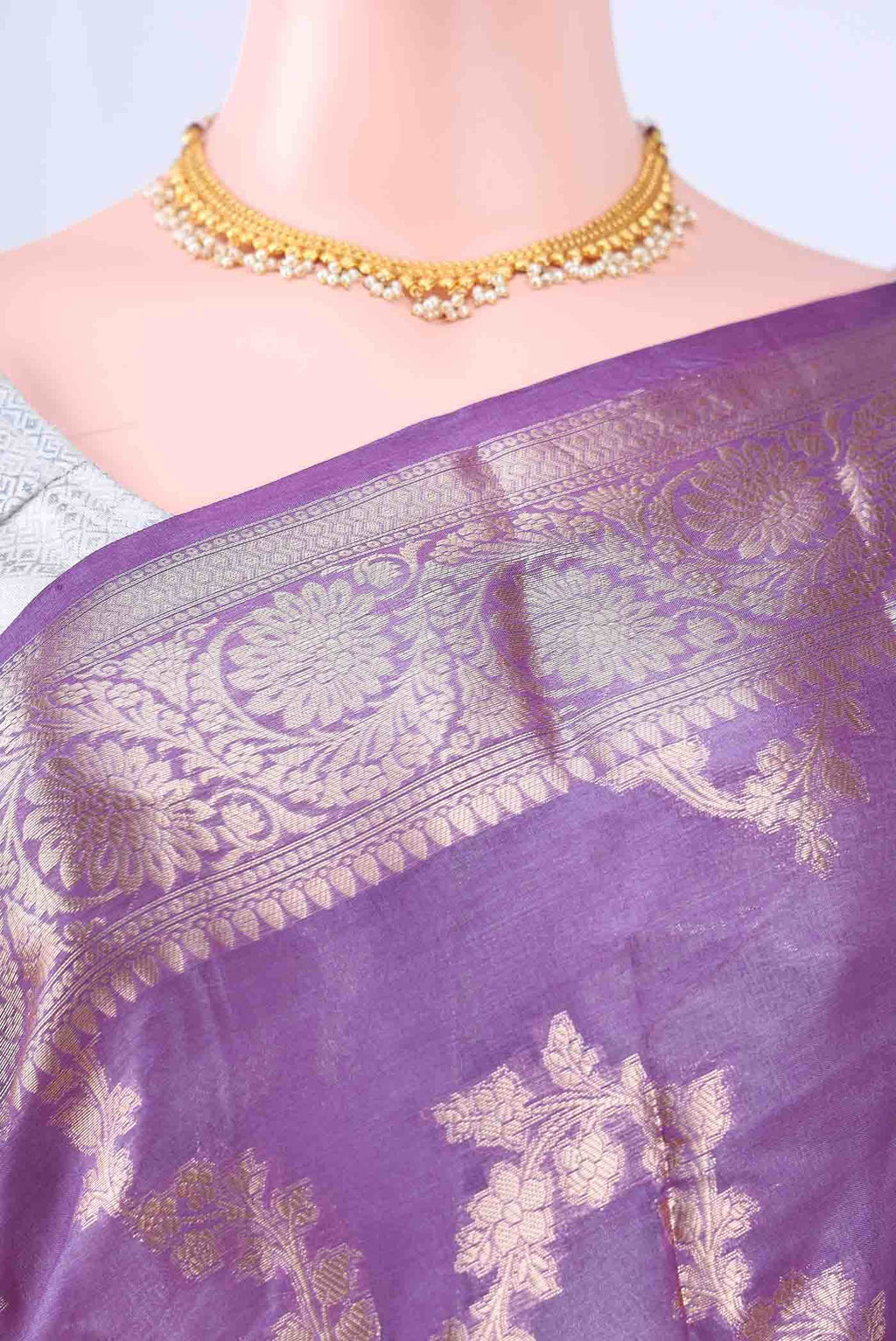 Magenta Banarasi Tussar Silk Saree