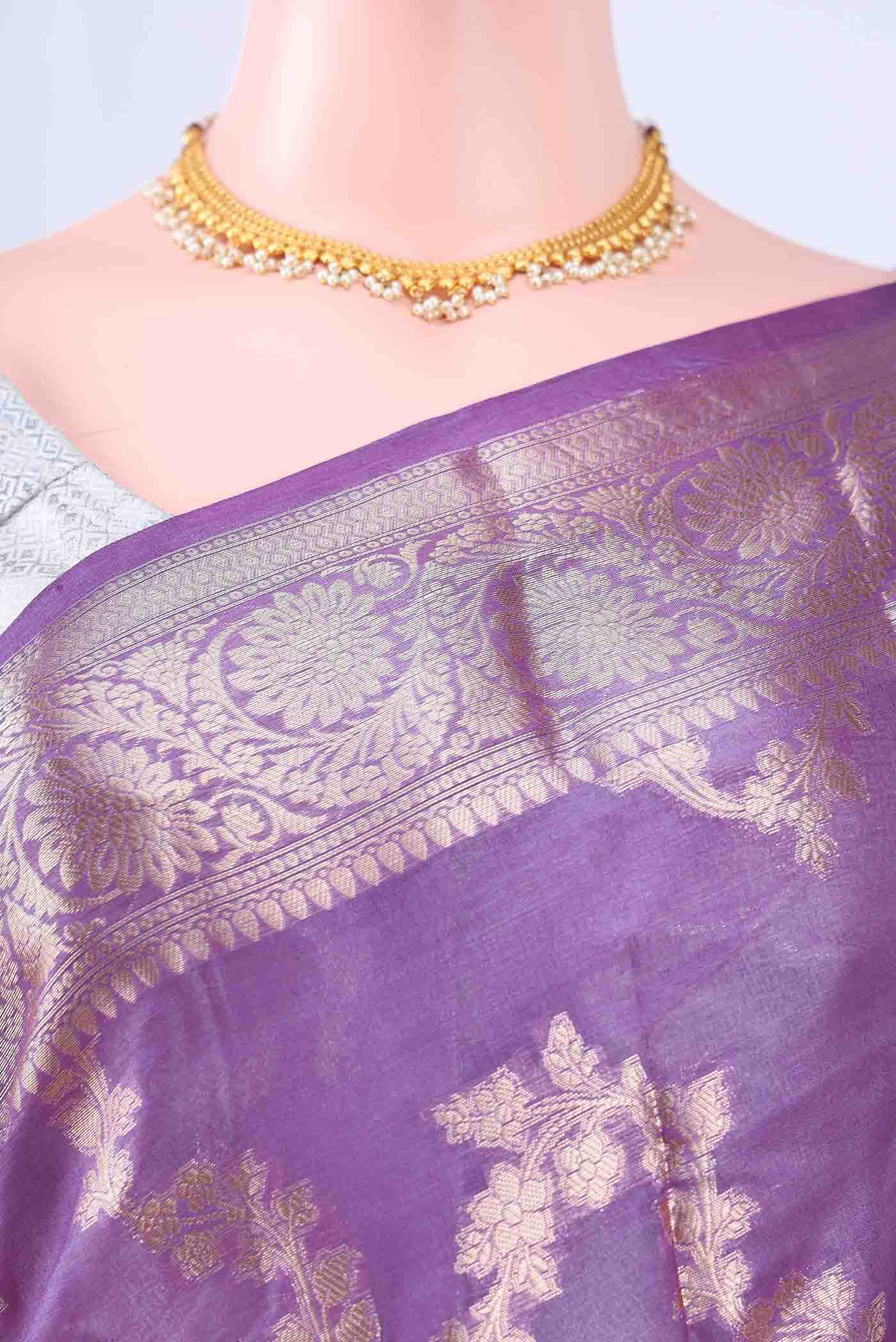 Magenta Banarasi Tussar Silk Saree