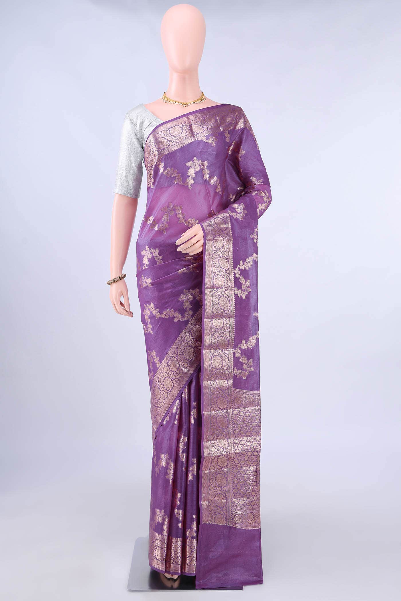 Magenta Banarasi Tussar Silk Saree