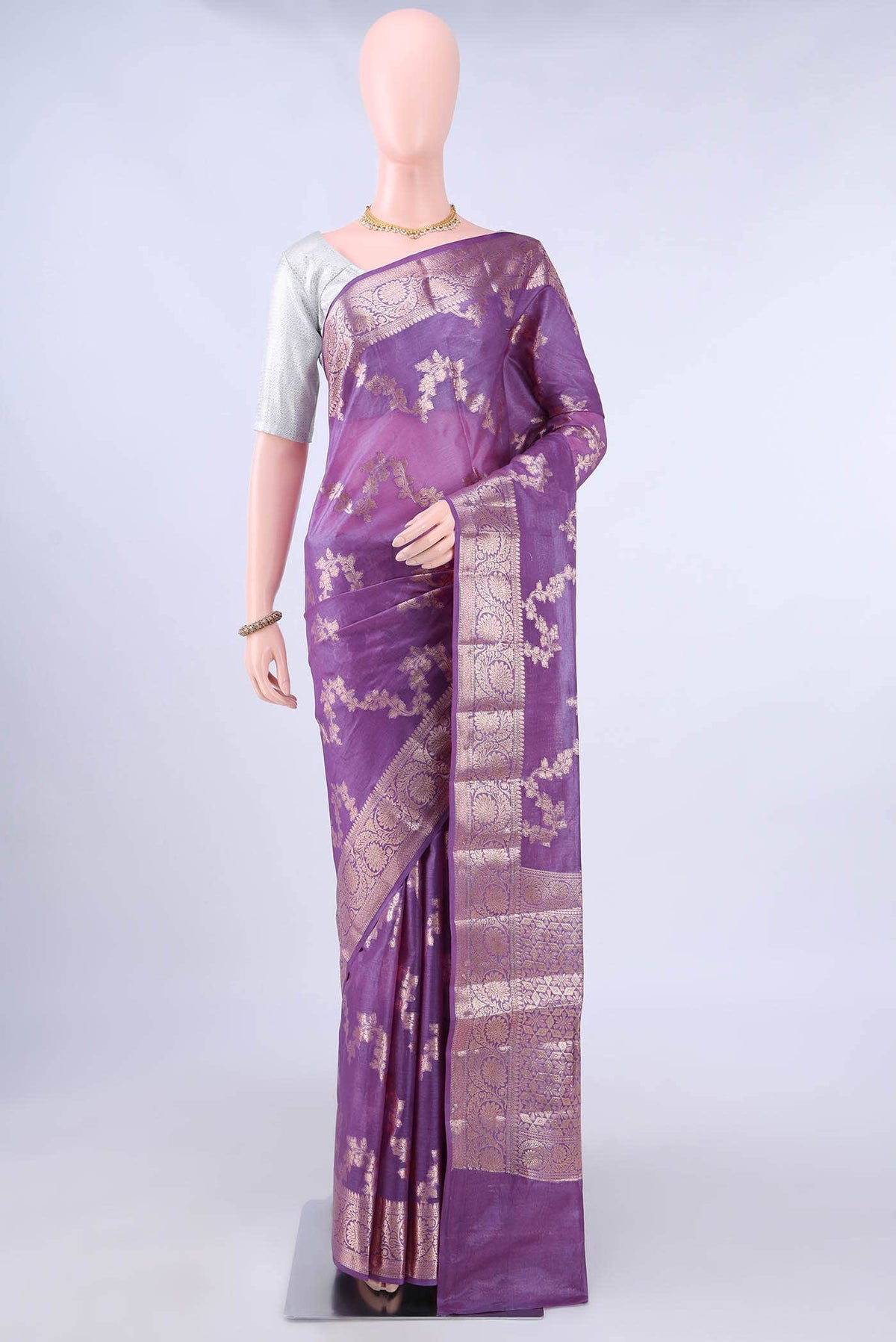 Magenta Banarasi Tussar Silk Saree