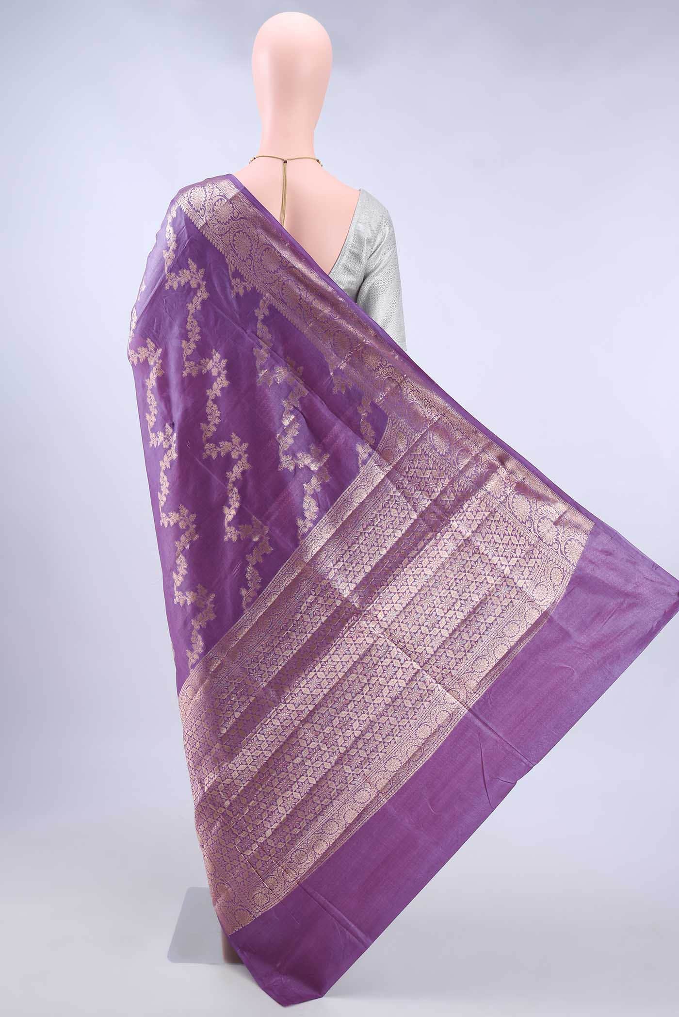 Magenta Banarasi Tussar Silk Saree