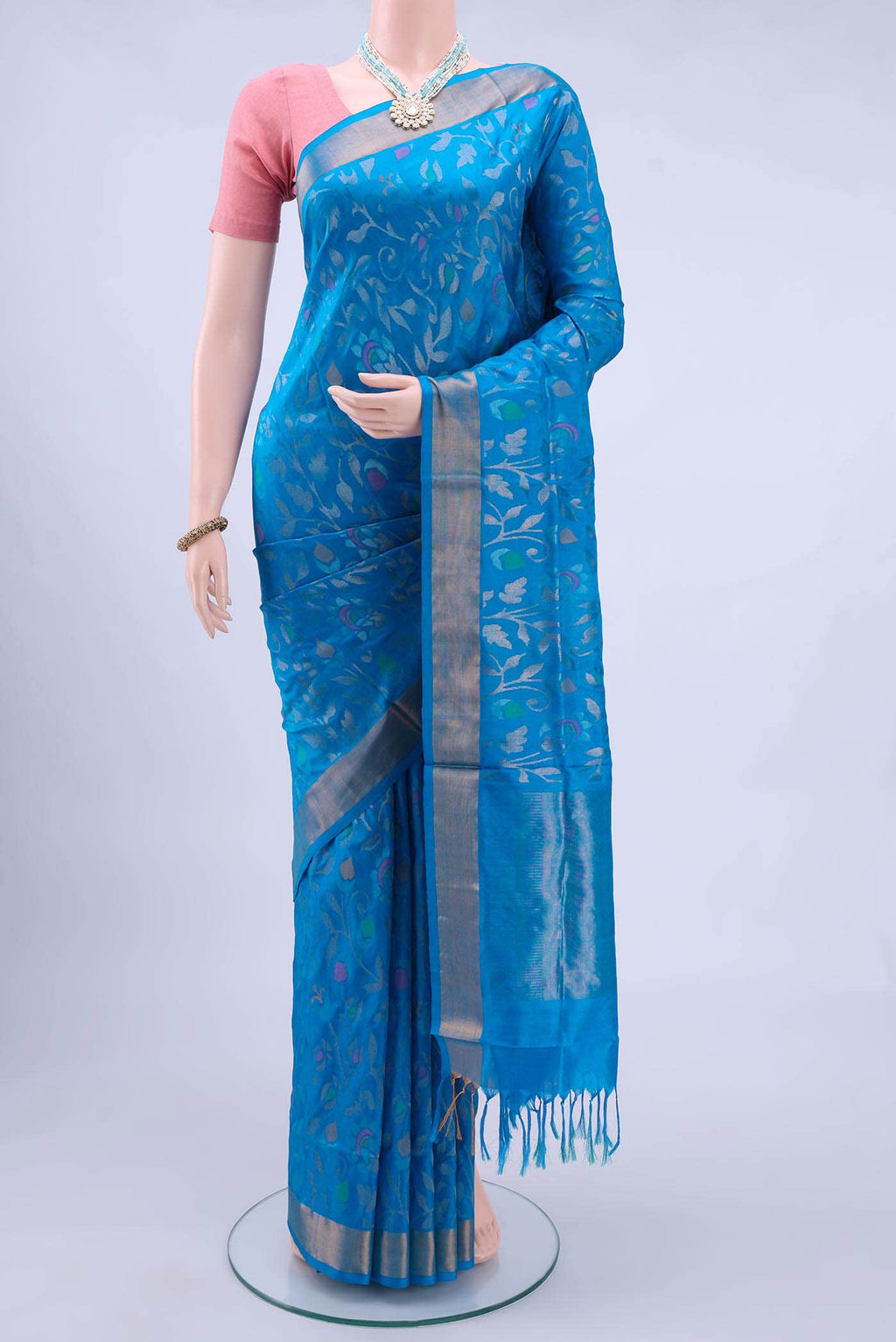 Pure Silk Pure Zari Blue Uppada Saree