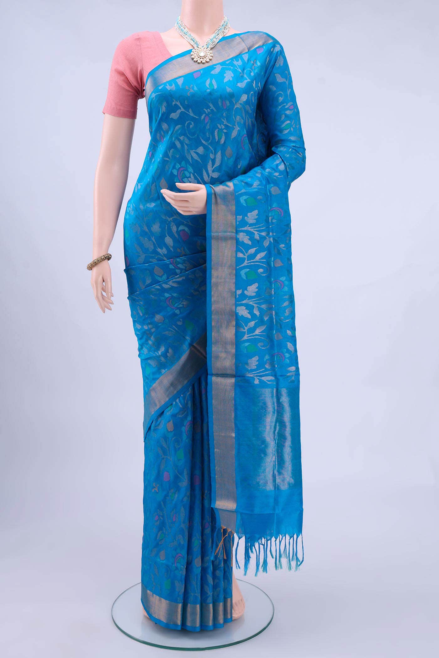 Pure Silk Pure Zari Blue Uppada Saree