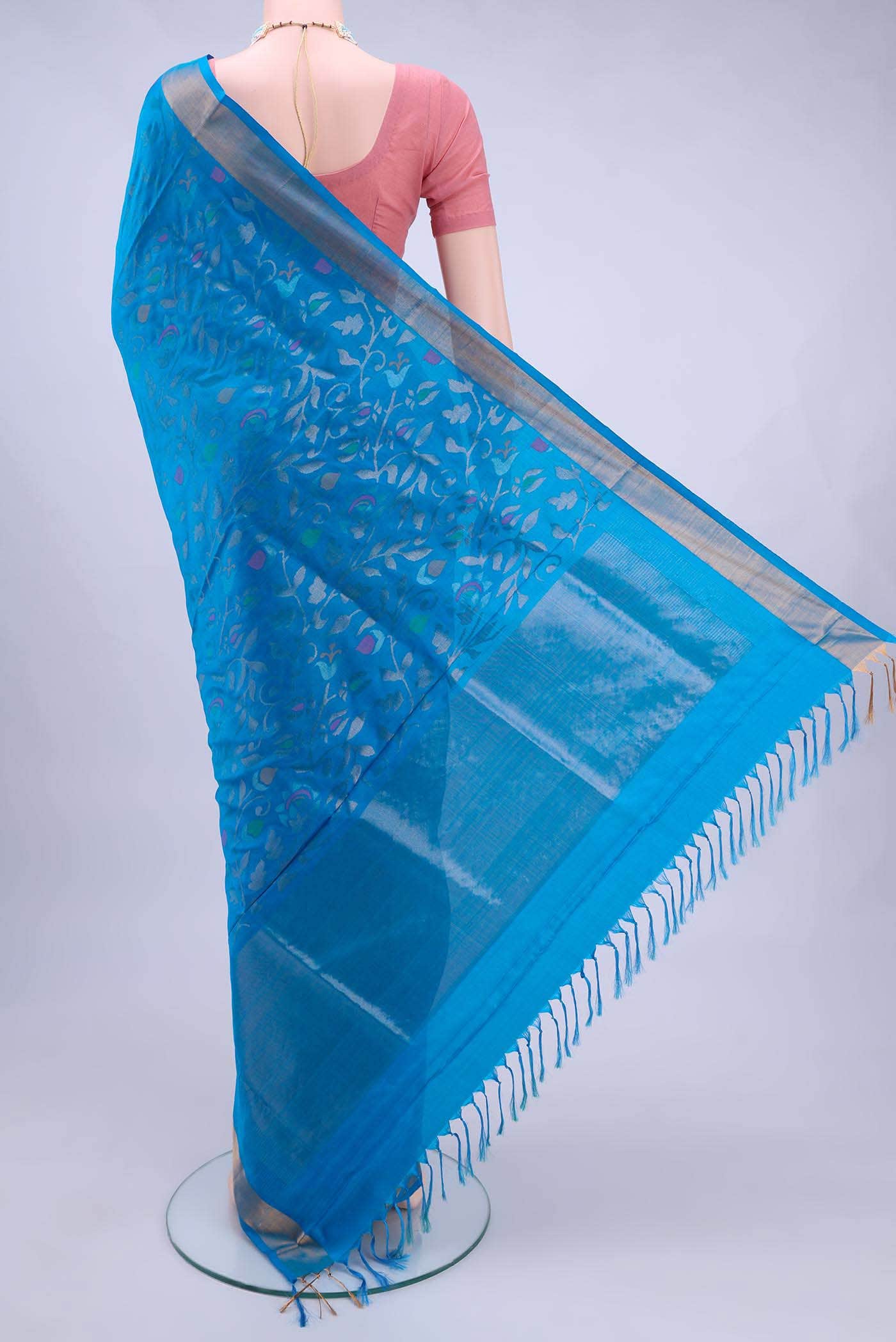 Pure Silk Pure Zari Blue Uppada Saree