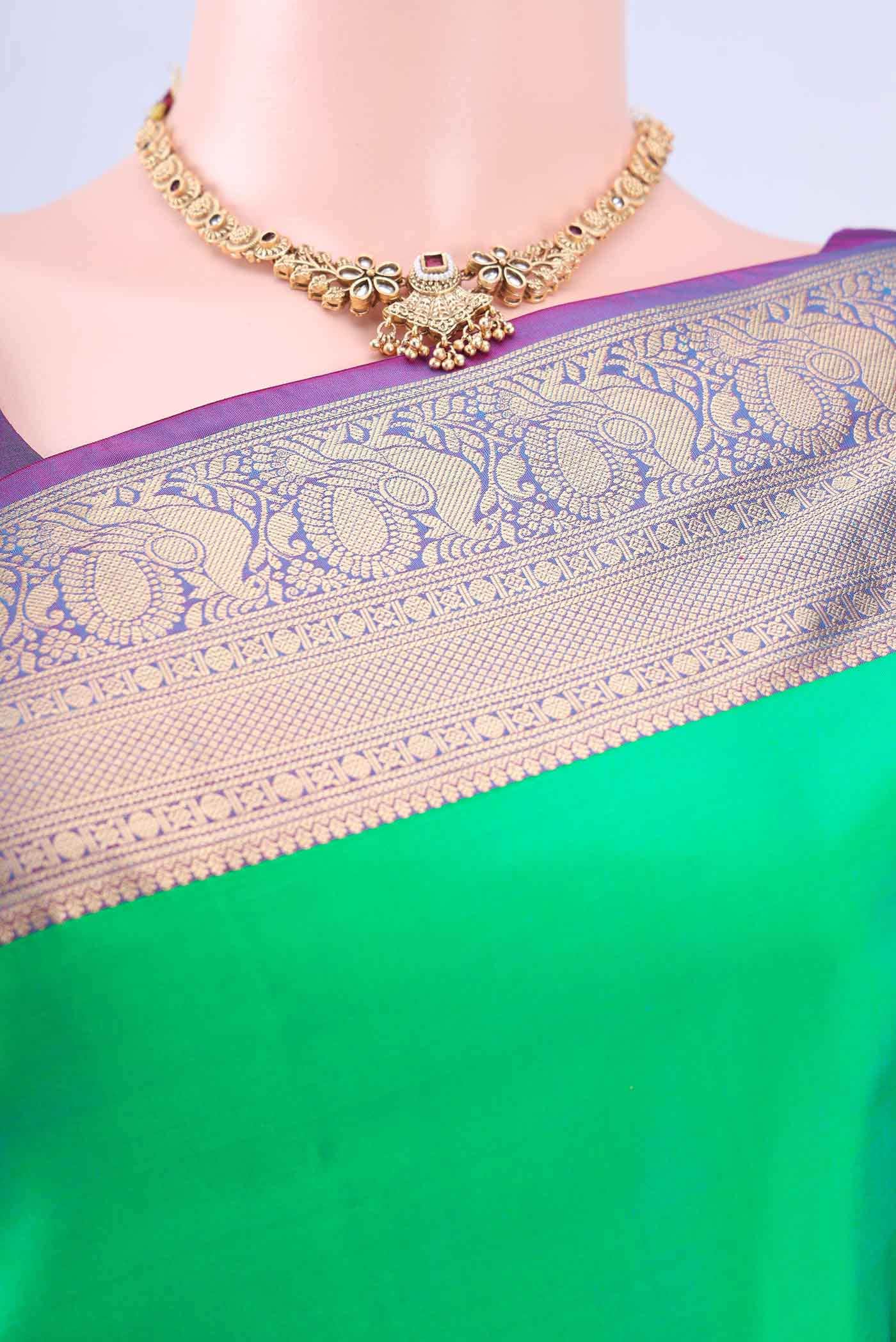 Sea Green Dual Tone Soft Silk Saree