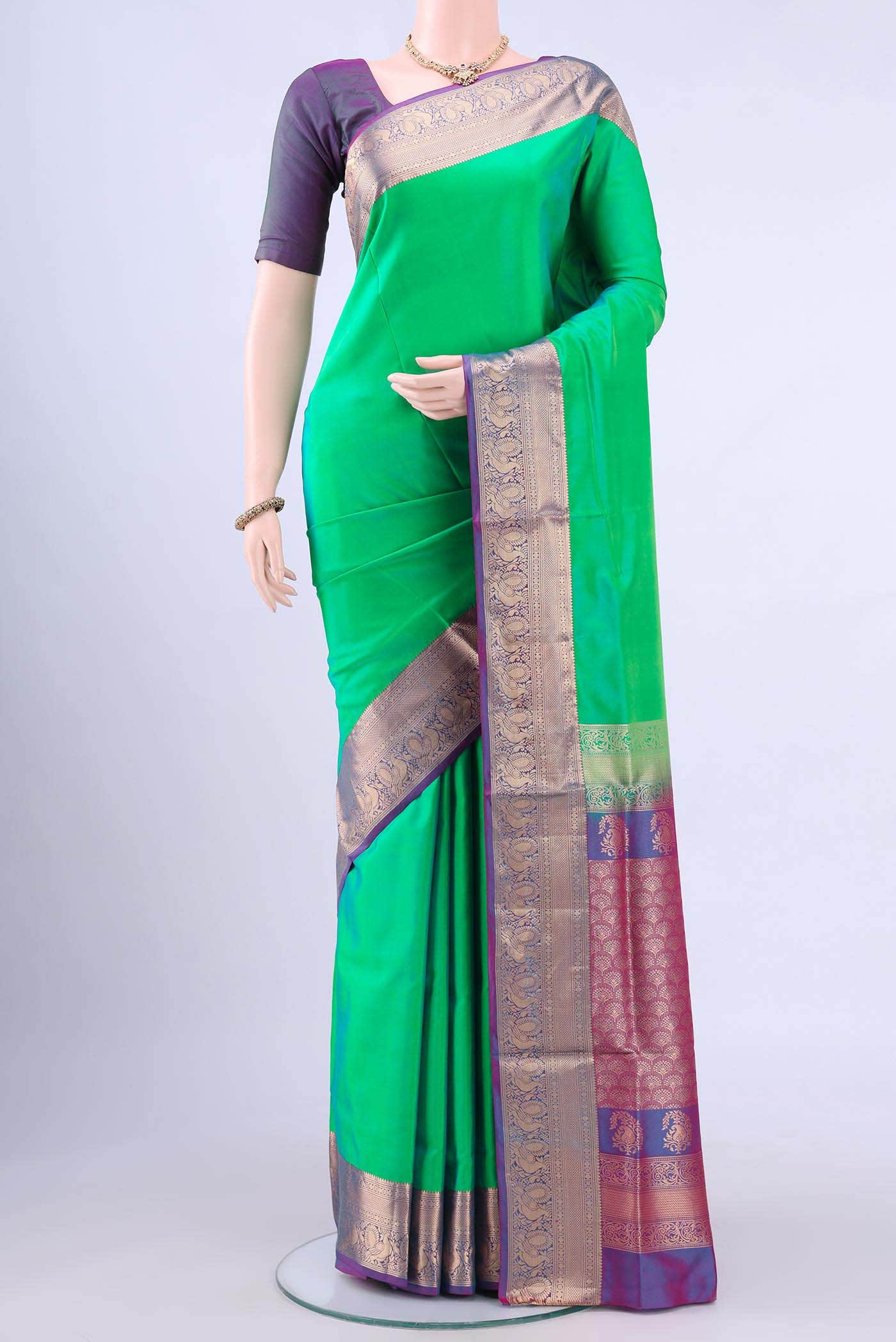 Sea Green Dual Tone Soft Silk Saree
