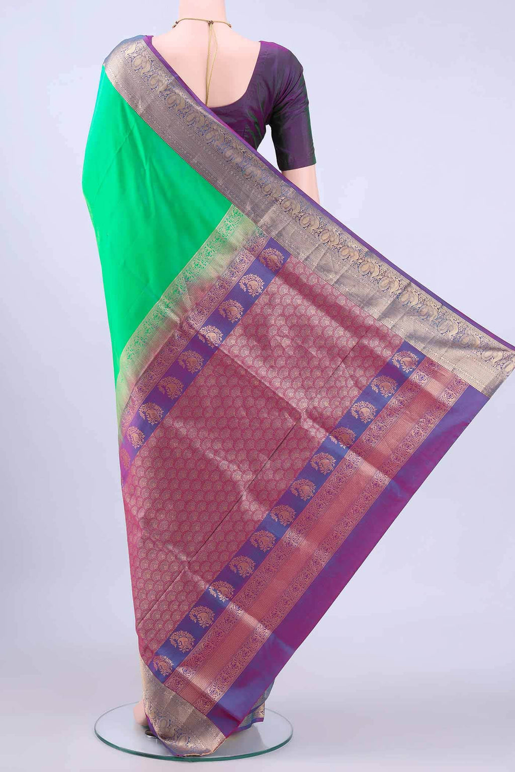 Sea Green Dual Tone Soft Silk Saree
