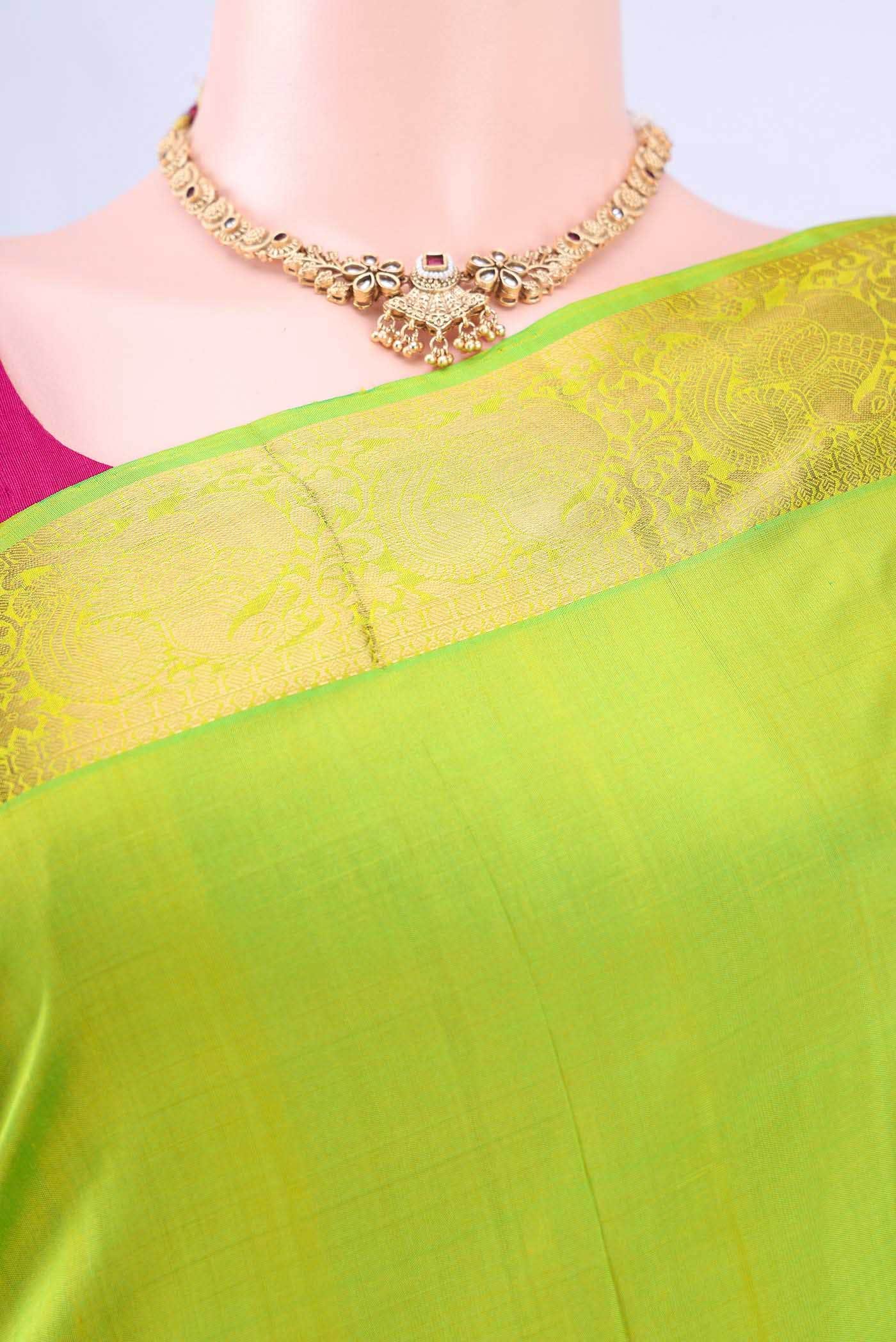 Parrot Green Soft Silk Saree