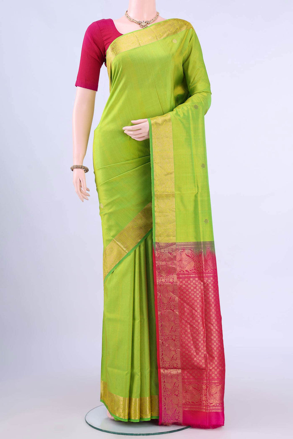 Parrot Green Soft Silk Saree