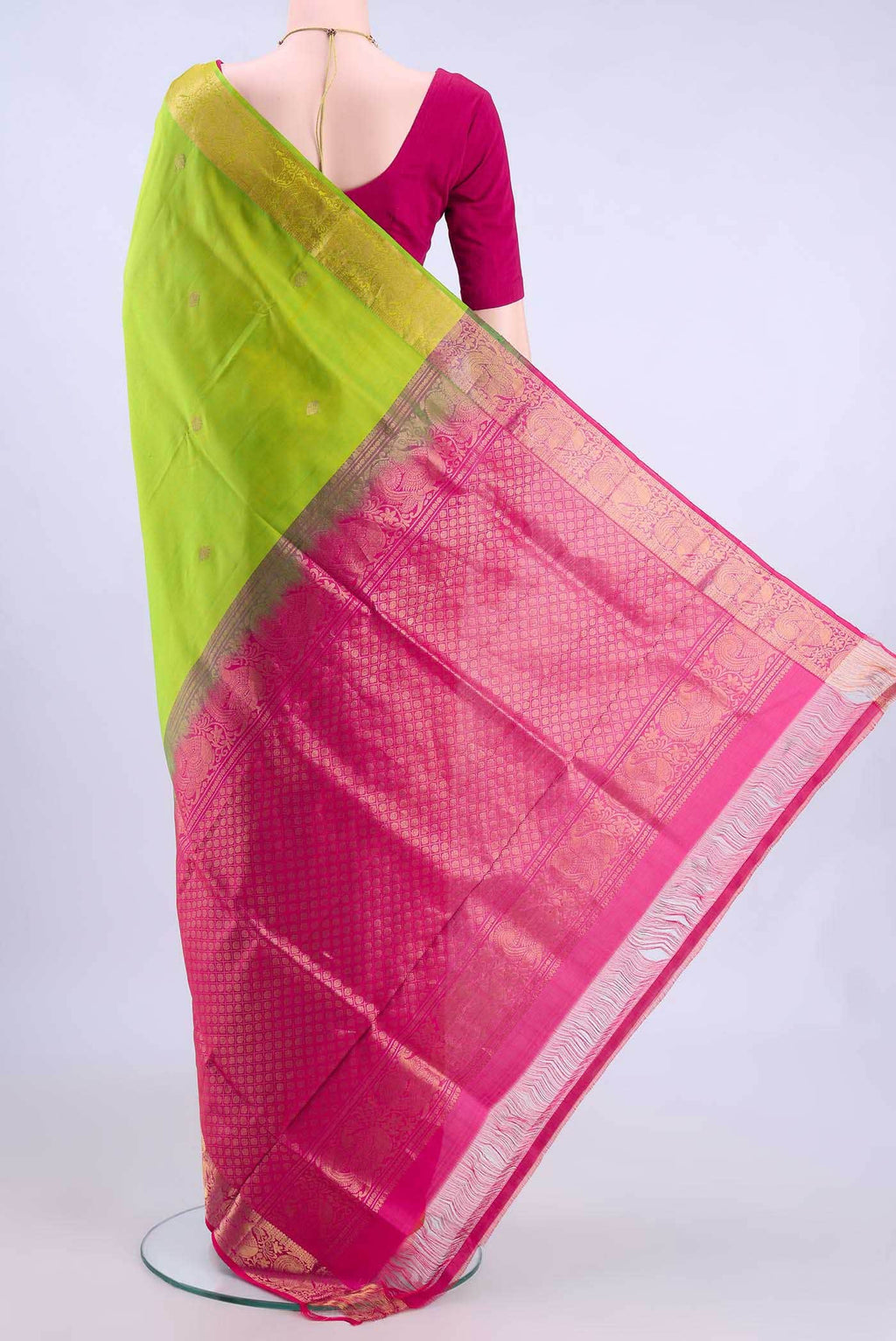 Parrot Green Soft Silk Saree