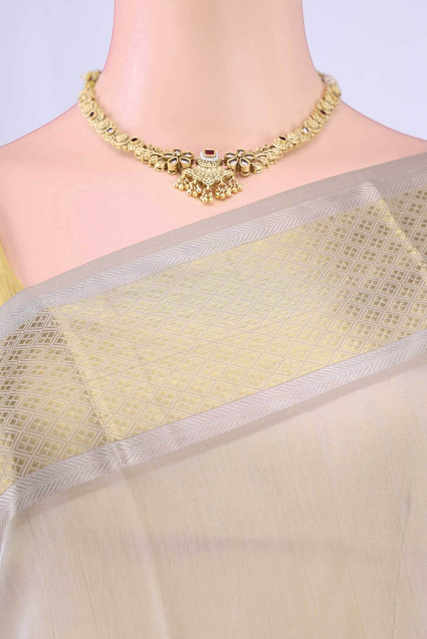 Grey Maheshwari Silk Cotton Saree