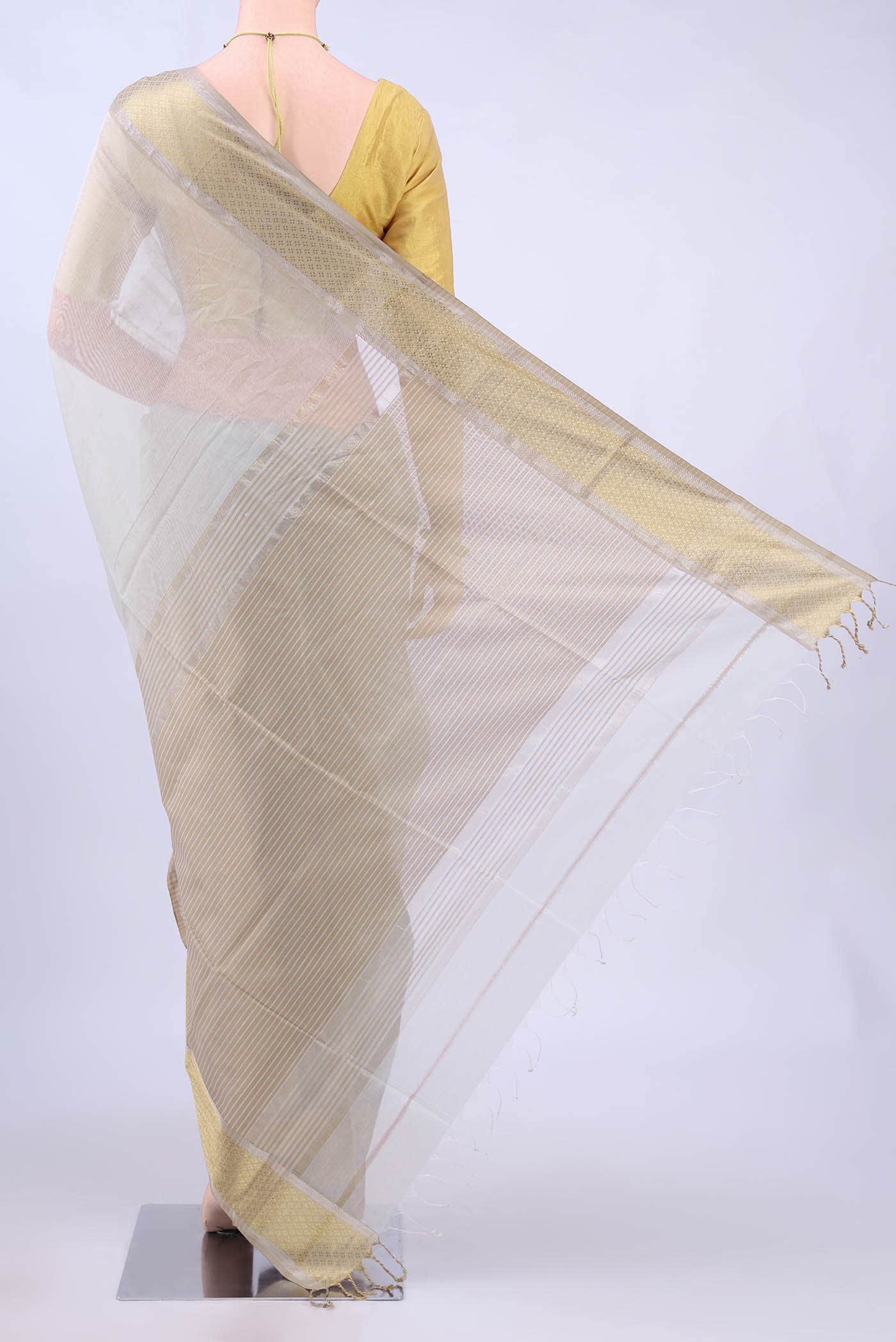 Grey Maheshwari Silk Cotton Saree