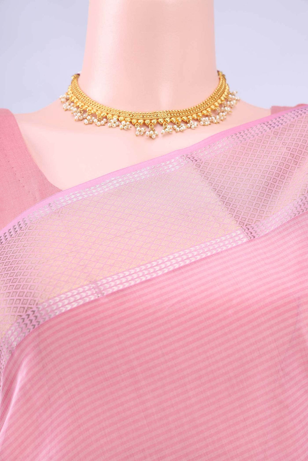 Rose pink Maheshwari Silk Cotton Saree