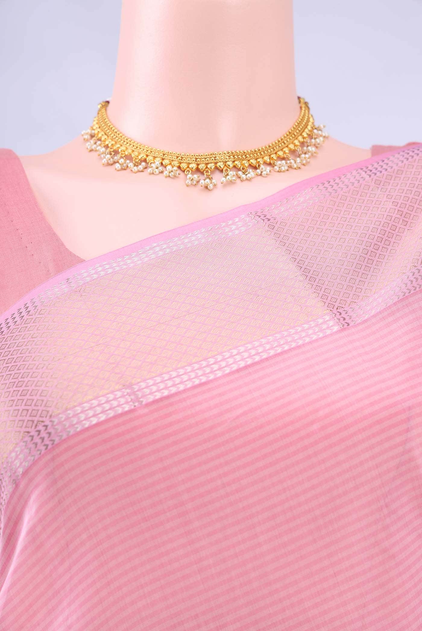 Rose pink Maheshwari Silk Cotton Saree