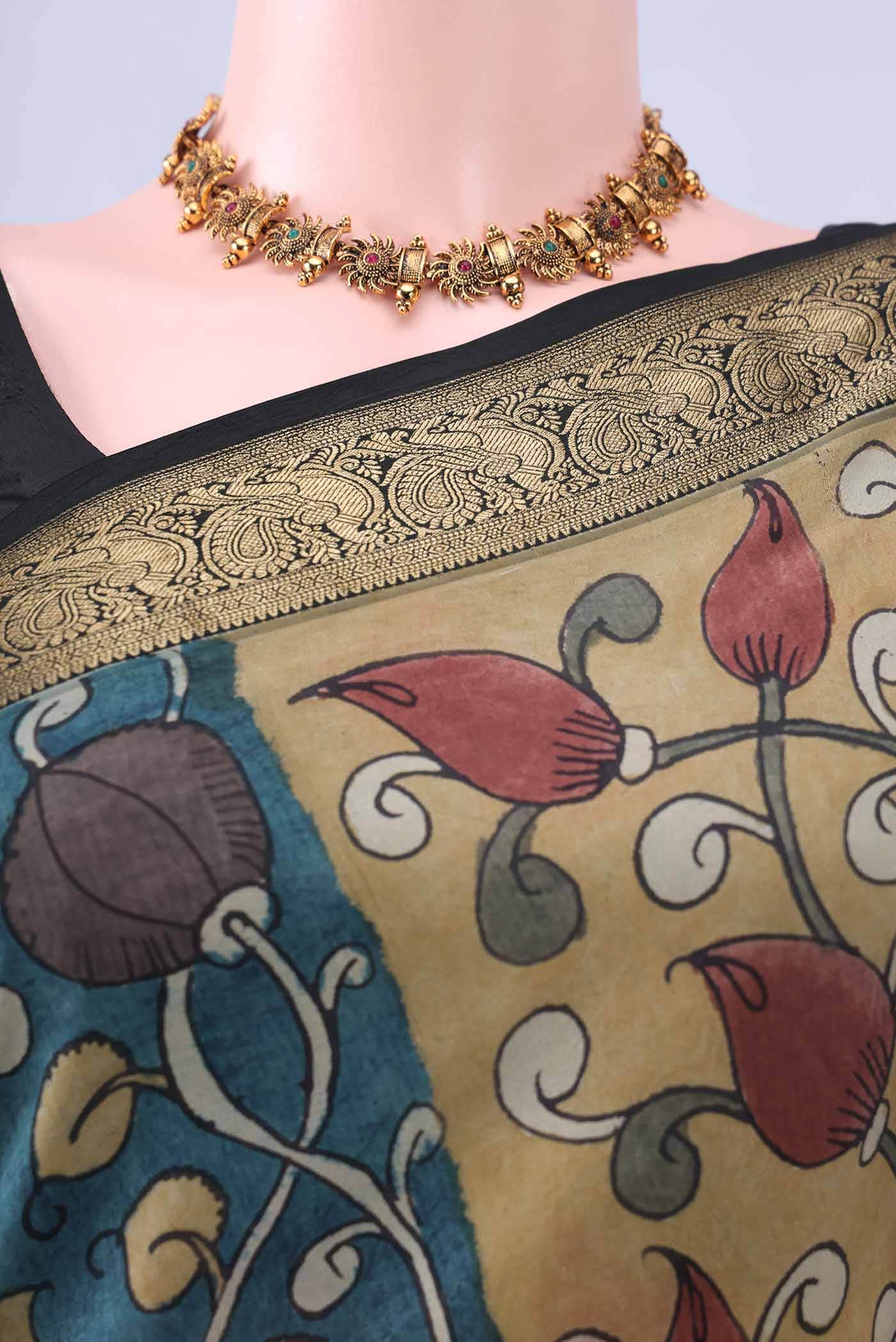 Blue kalamkari Saree