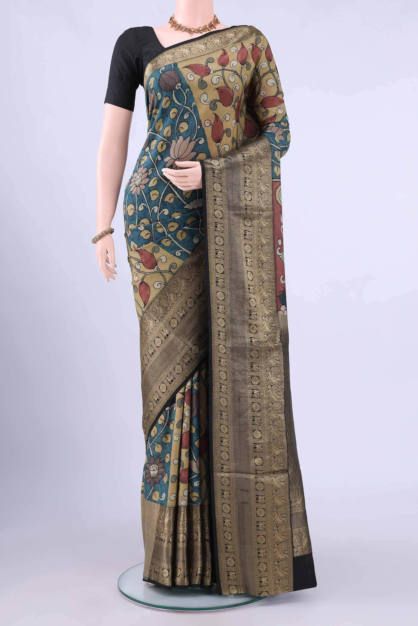 Blue kalamkari Saree