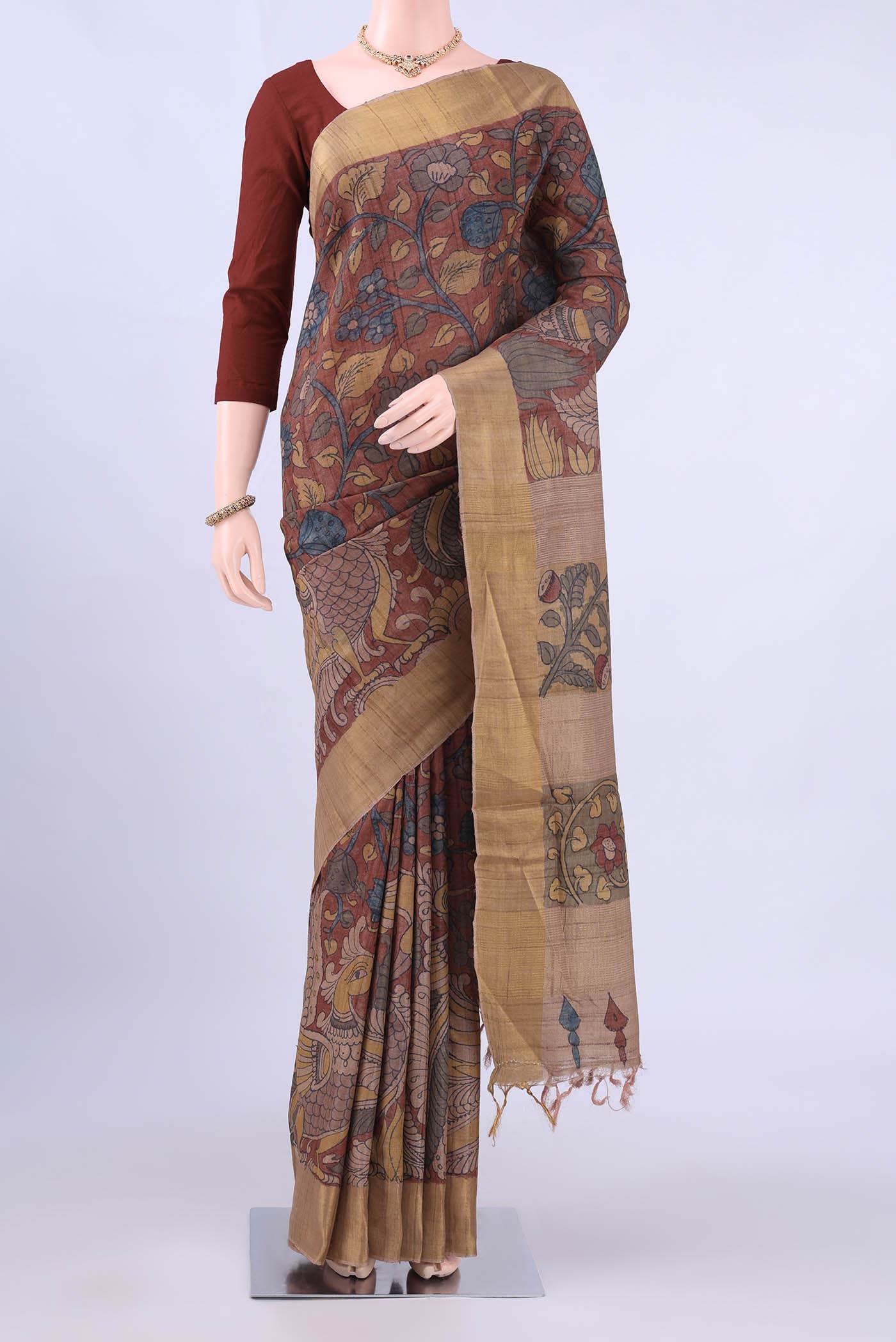 Beige kalamkari Saree